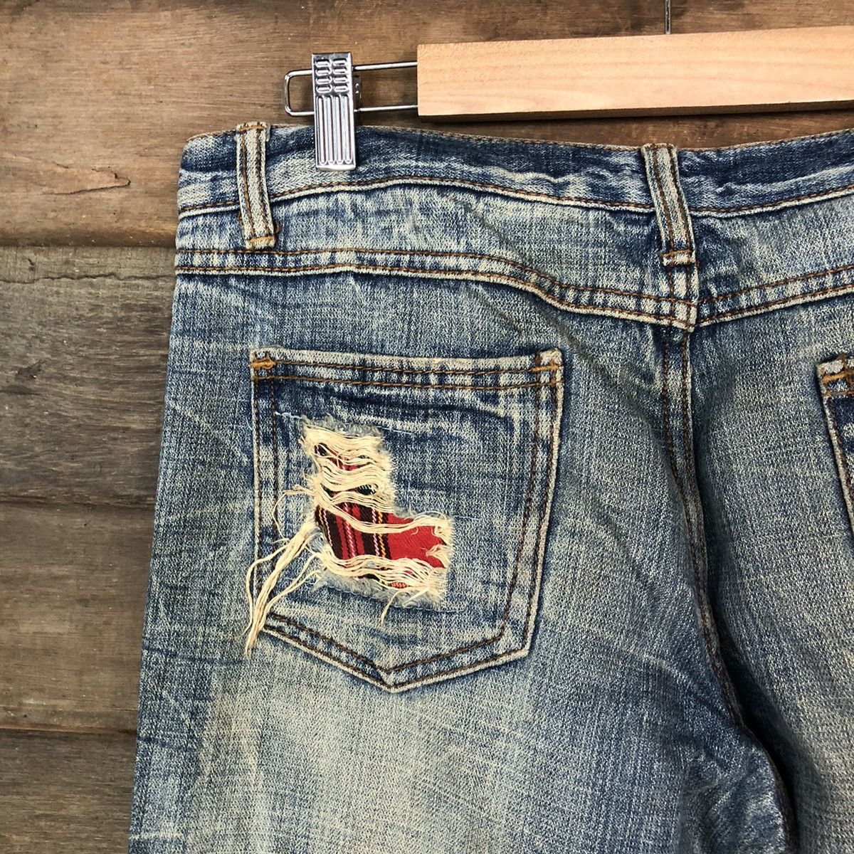 Japanese Brand Japan patchwork Blue Distressed Denim Pants #108B Size US 32 / EU 48 - 14 Thumbnail