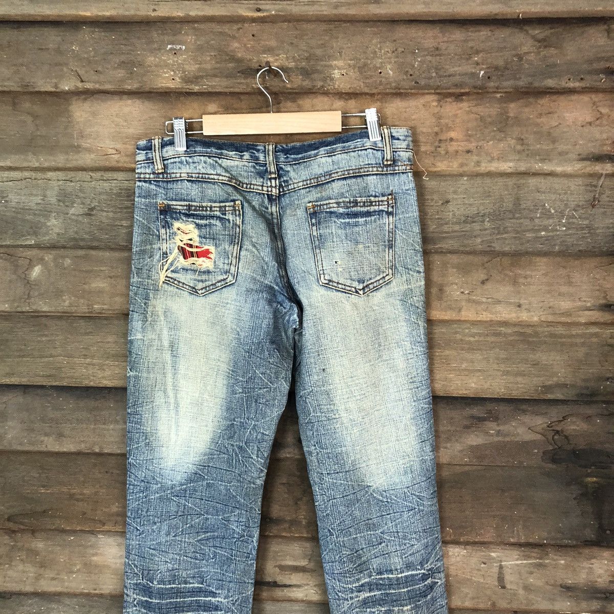 Japanese Brand Japan patchwork Blue Distressed Denim Pants #108B Size US 32 / EU 48 - 12 Thumbnail