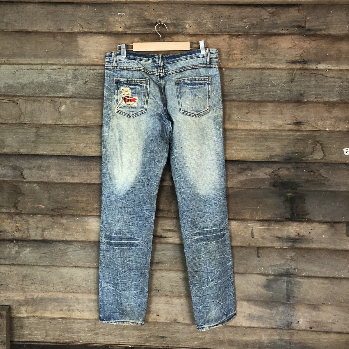 Japanese Brand Japan patchwork Blue Distressed Denim Pants #108B Size US 32 / EU 48 - 11 Thumbnail