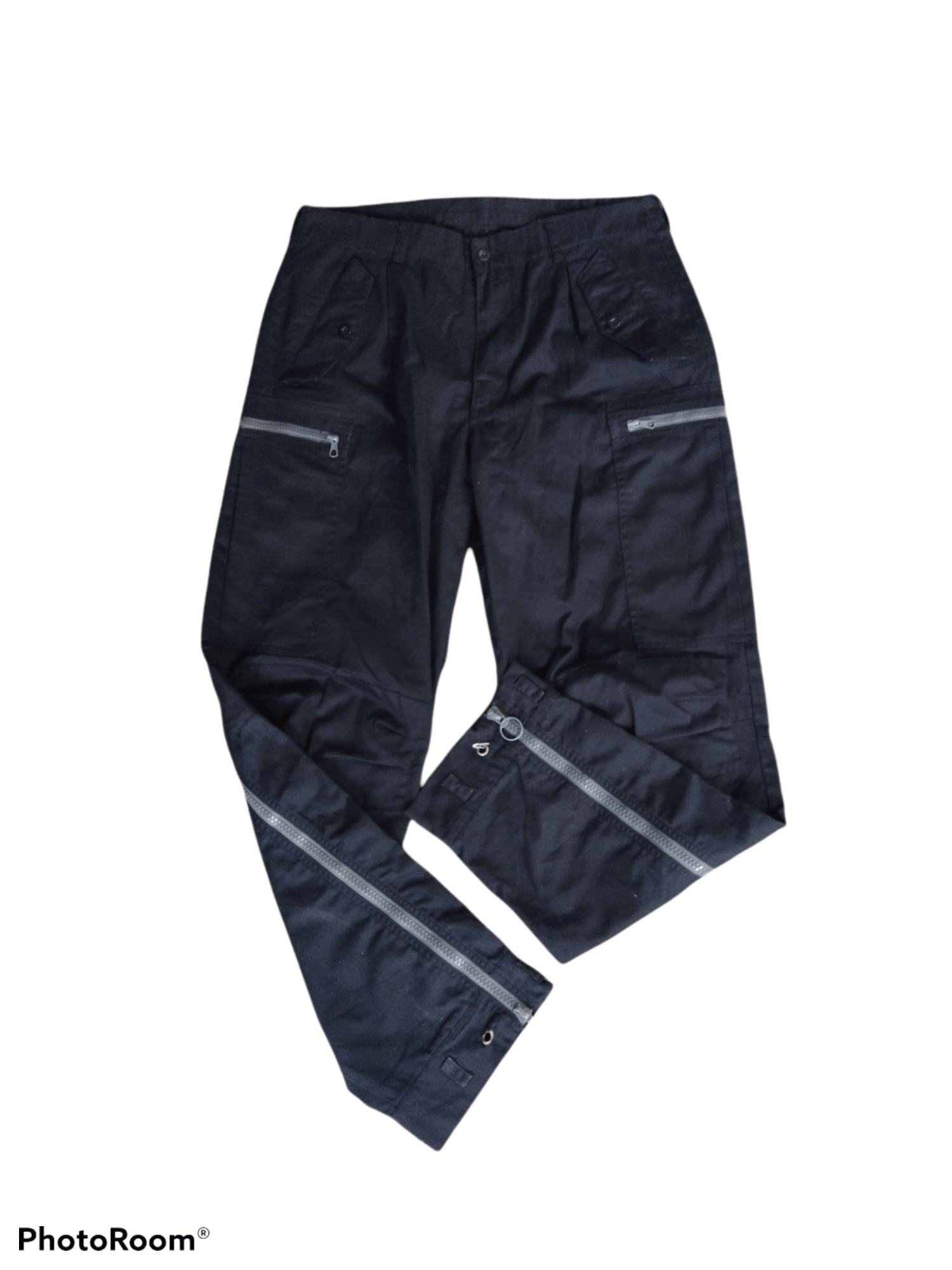 Japanese Brand BLACK PLAIN CARGO BONDAGE ZIPPER POWER TO THE PEOPLE Size US 33 - 1 Thumbnail