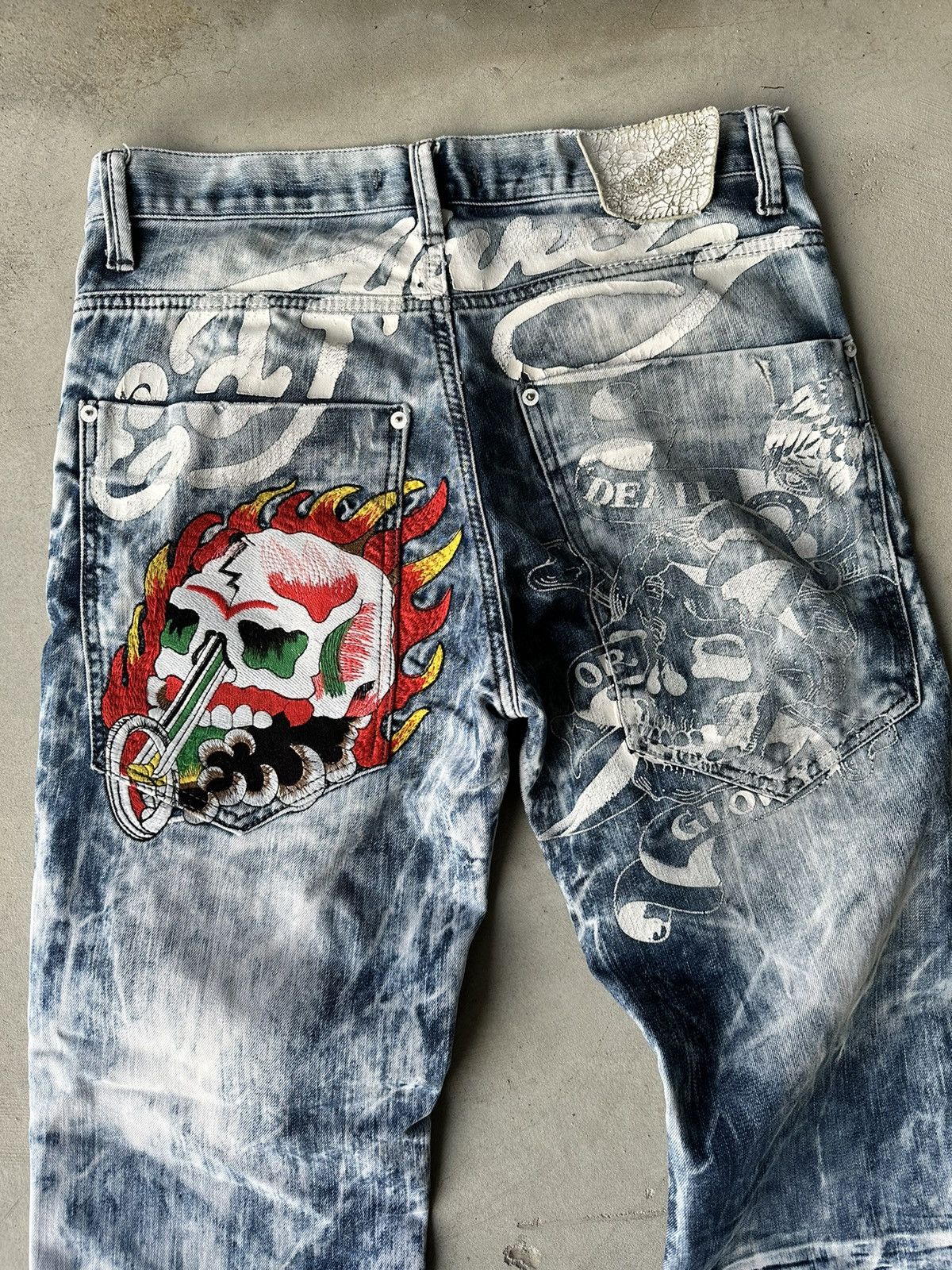 Christian Audigier × Ed Hardy × Vintage Ed Hardy By Ch. Audigier Drip Pants Print Logo Size US 31 - 2 Thumbnail