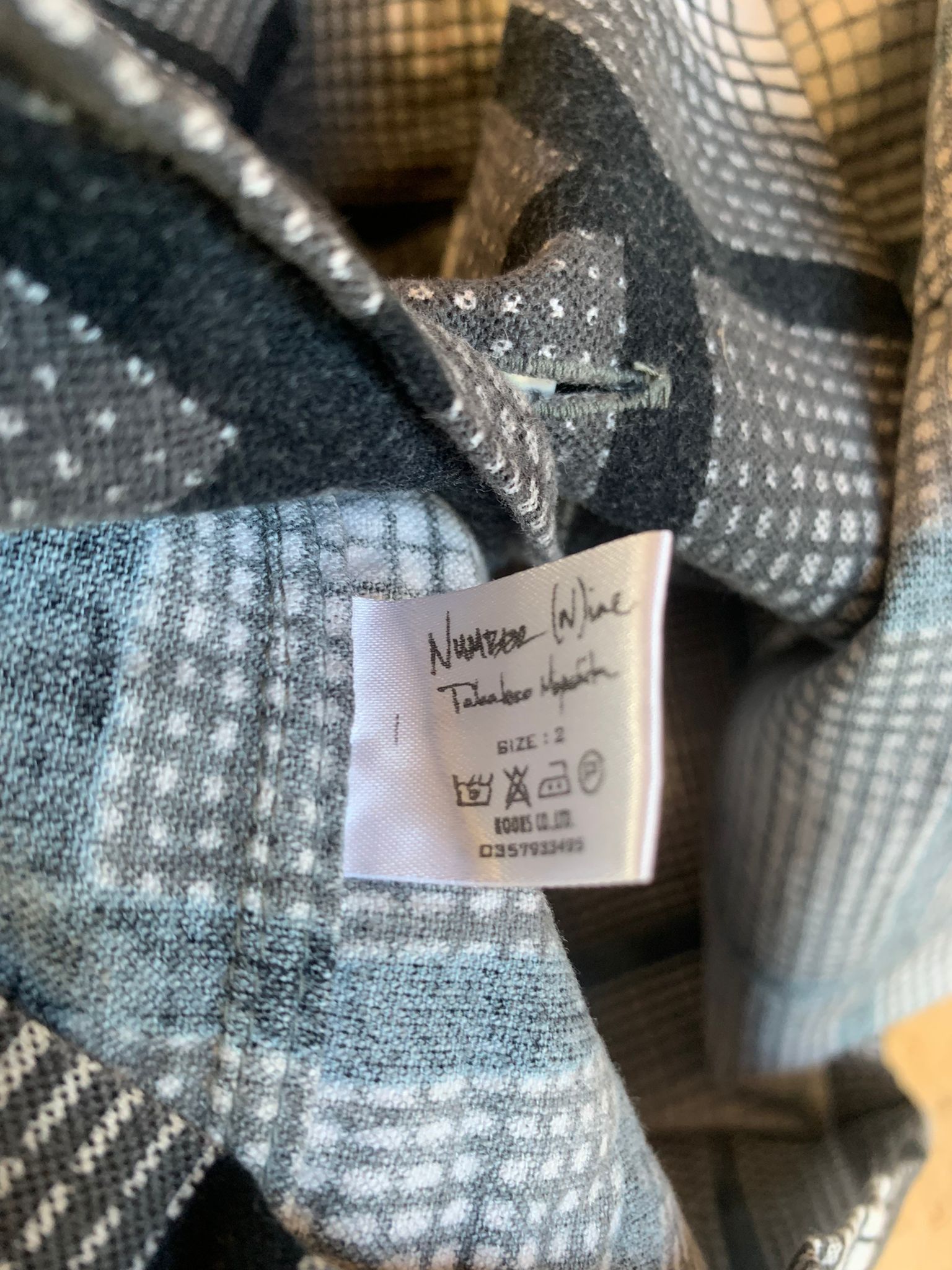 Number (N)ine Monochrome Check Flannel Overshirt in Black, Grey & White Size US M / EU 48-50 / 2 - 12 Thumbnail