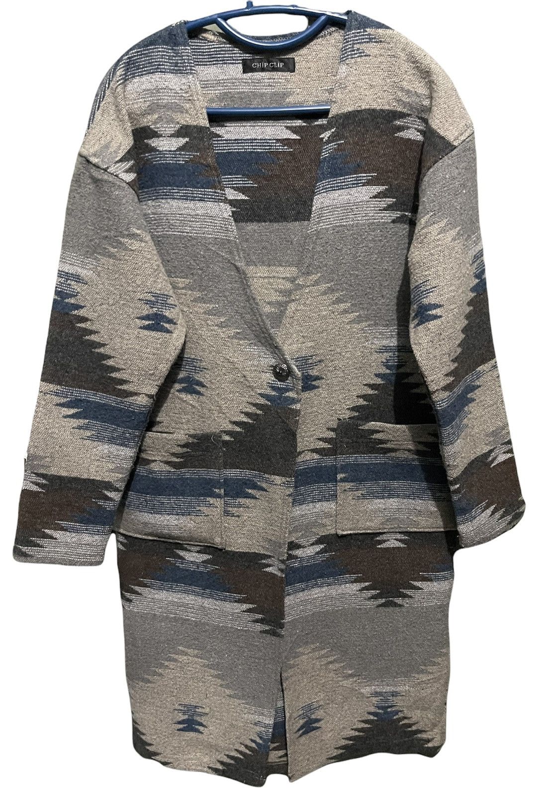 image of Navajo Chip Clip Long Jacket Wool in Grey, Men's (Size Medium)