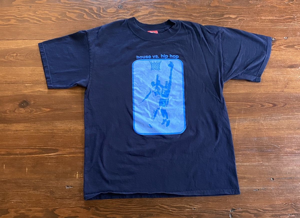 image of Made In USA x Rap Tees Vintage 90’S Nervous Records House Vs Hip Hop Basketball Tee in Navy/Blue (S