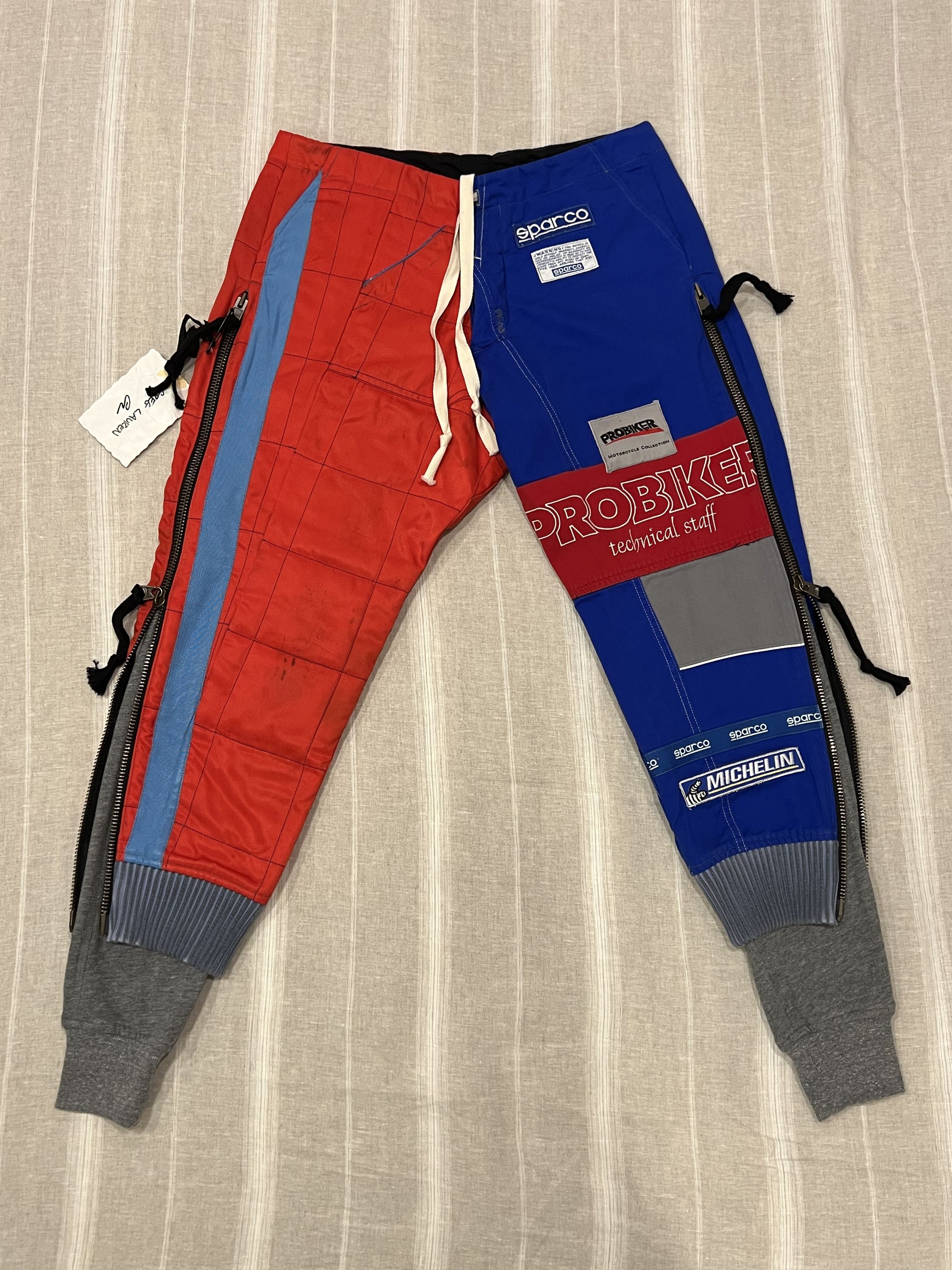 image of Greg Laurent Racer Zip Lounge Pant in Blue/Red, Men's (Size 34)