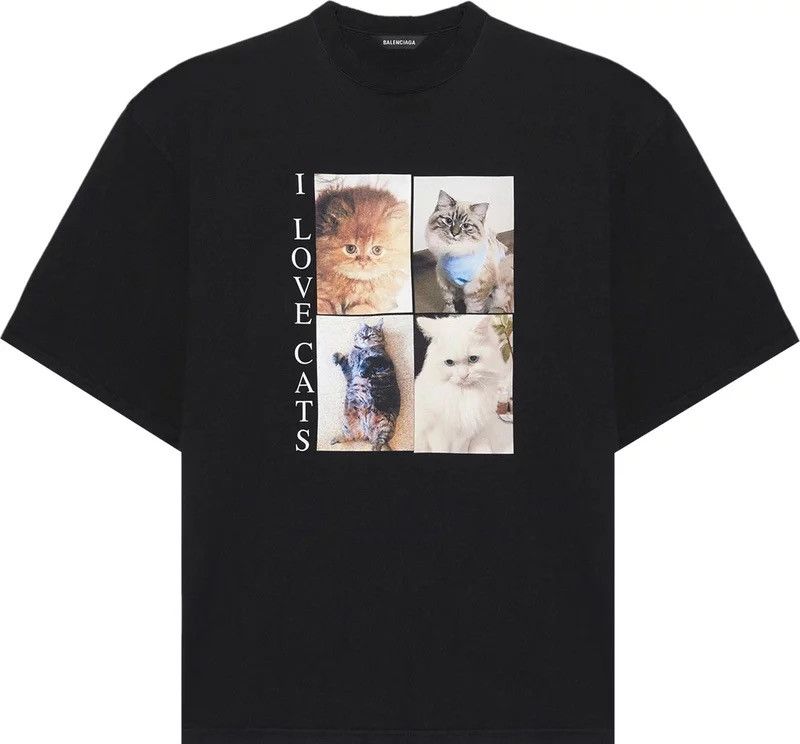 Image of Balenciaga “I Love Cats” T-Shirt in Black, Men's (Size Small)