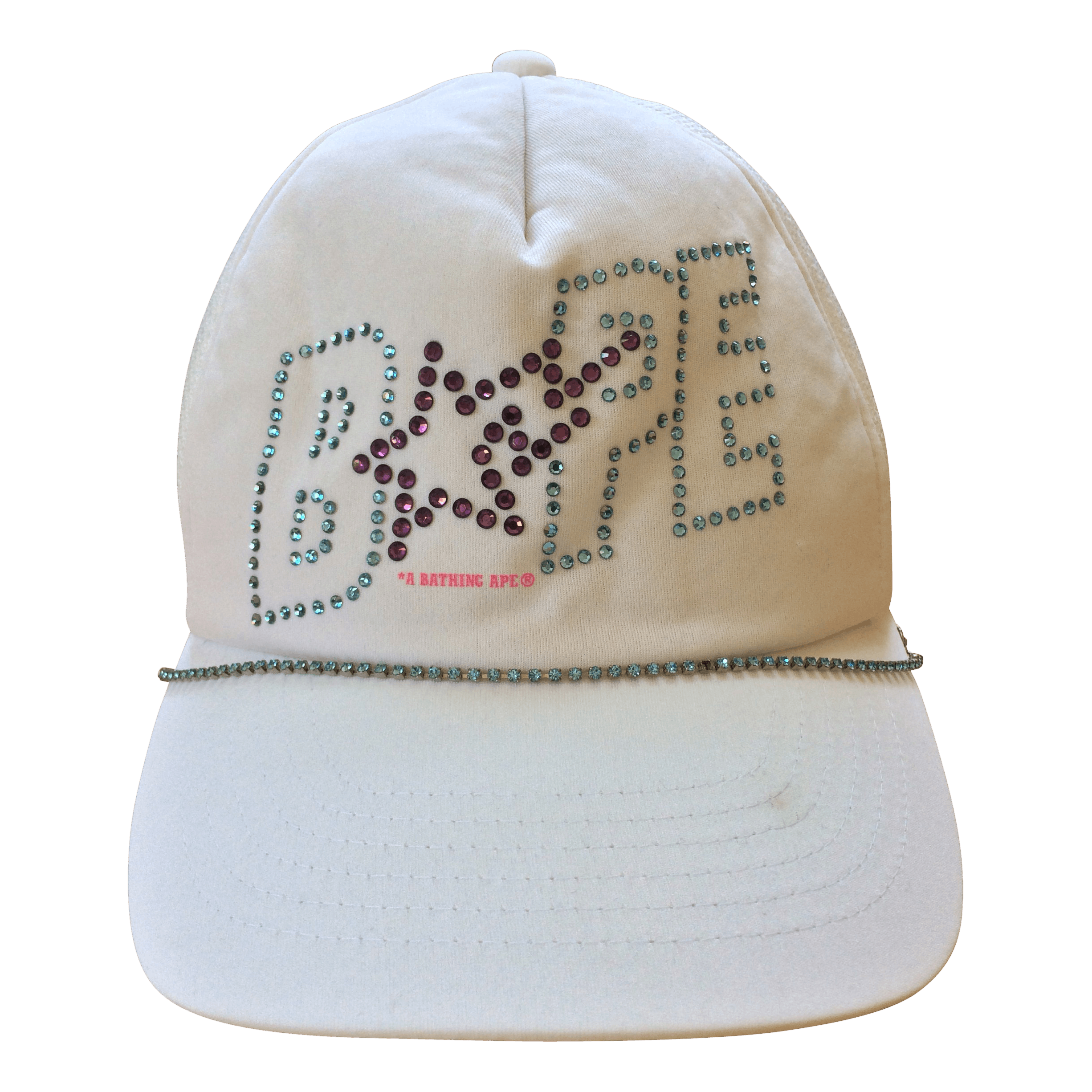image of S/s 2006 Bape Swarovski Trucker Hat in White, Men's