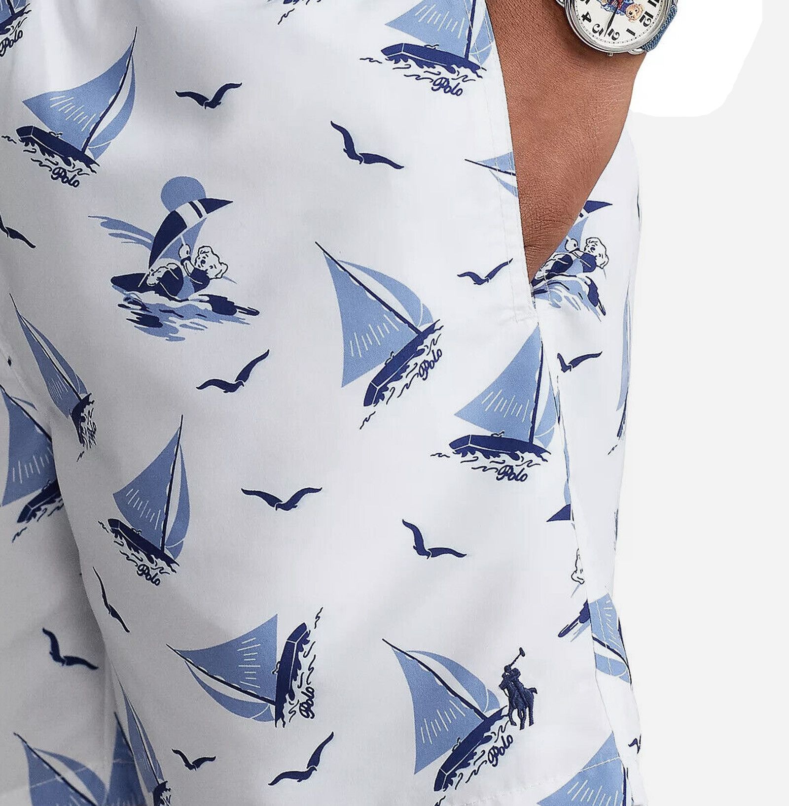 Polo Ralph Lauren NEW Polo Ralph Lauren Windsurfing Bear Swim Trunks! M White Size US 28 / EU 44 - 2 Thumbnail