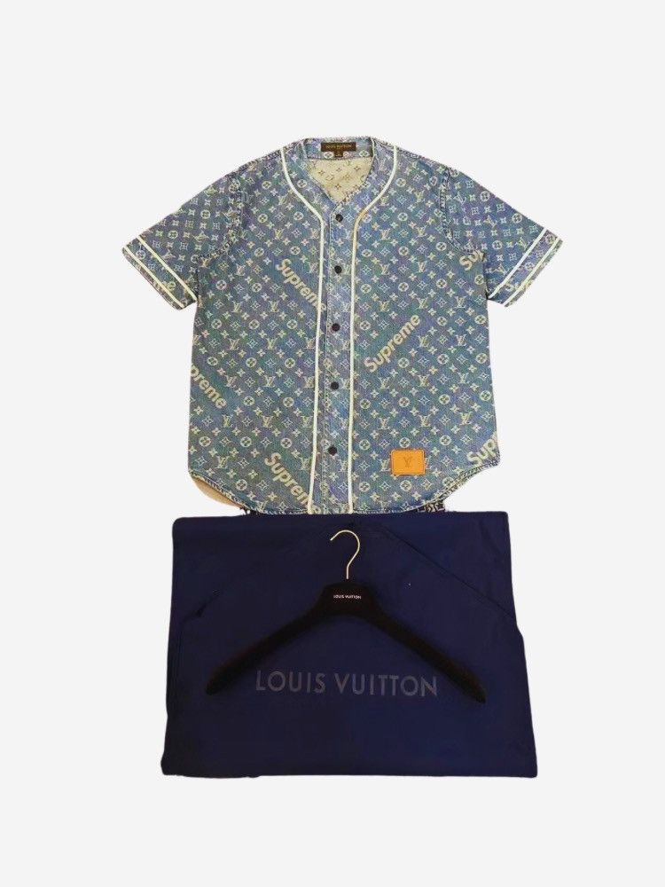 Louis Vuitton Supreme Denim Baseball Jersey