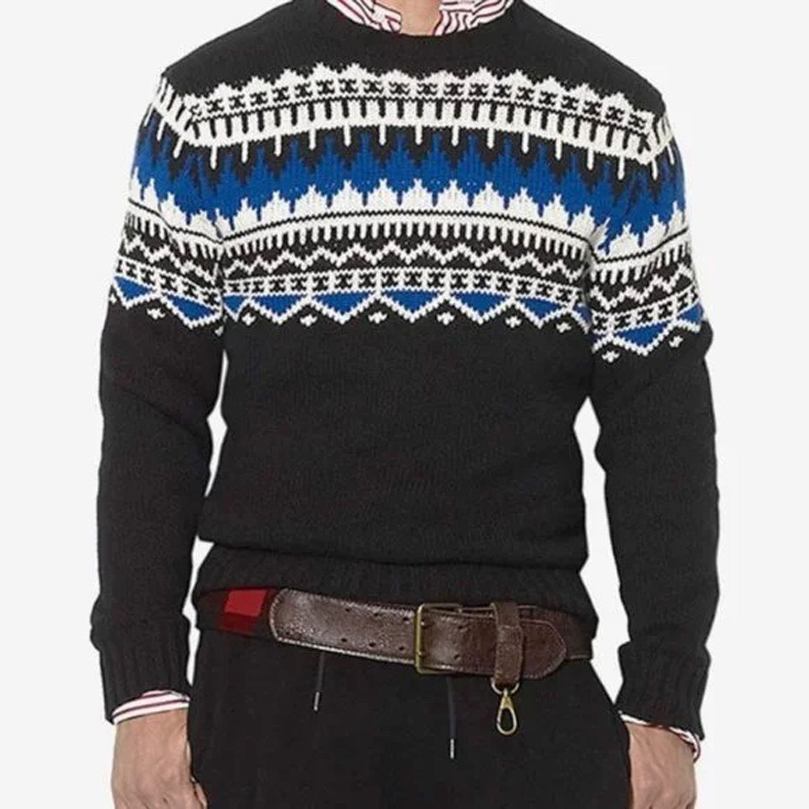 Polo Ralph Lauren NEW Vintage Polo Ralph Lauren Fair Isle Sweater! Black SLIM Size US L / EU 52-54 / 3 - 1 Thumbnail