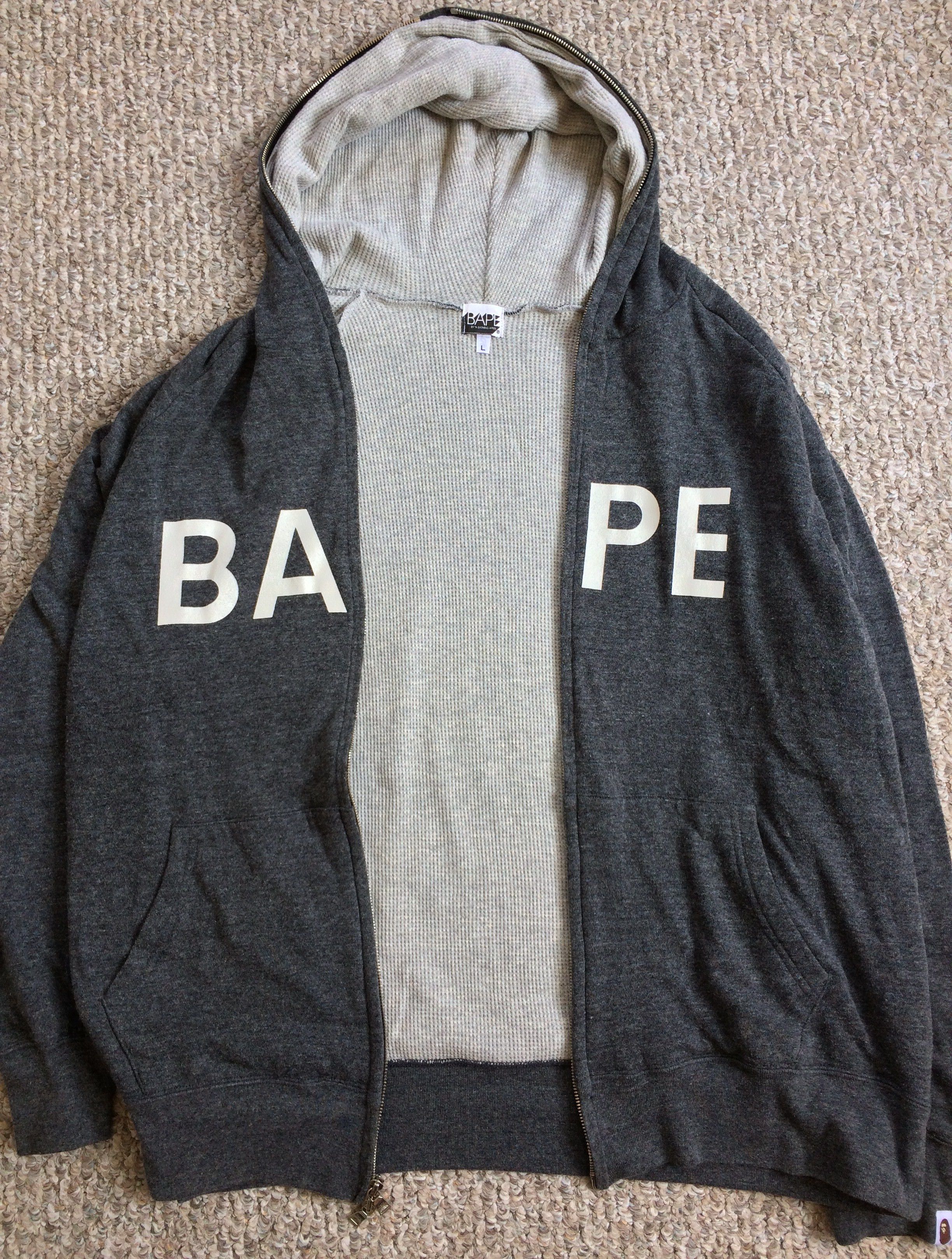 Bape OG Bape Full Zip Thermal Spellout Hoodie Size US L / EU 52-54 / 3 - 4 Thumbnail