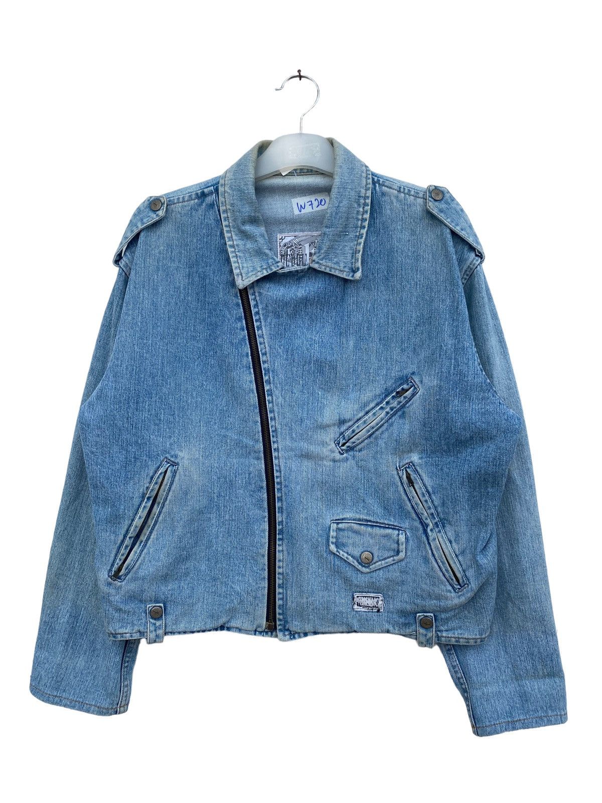 Gianfranco Ferre Vintage Ferre Denim Double Collar Motorcycle Jacket Size US M / EU 48-50 / 2 - 2 Thumbnail