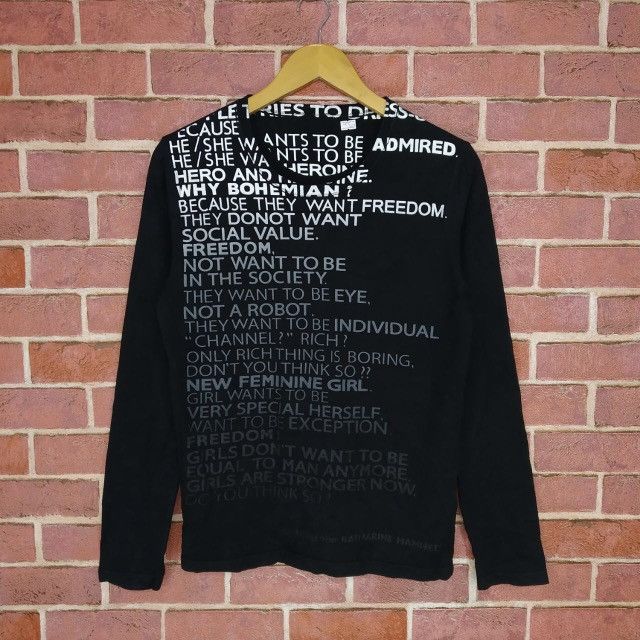 Designer × Japanese Brand × Katharine Hamnett London Rare!! Katharine Hamnett Long Sleeve Nice Design T-shirt Size US S / EU 44-46 / 1 - 1 Thumbnail
