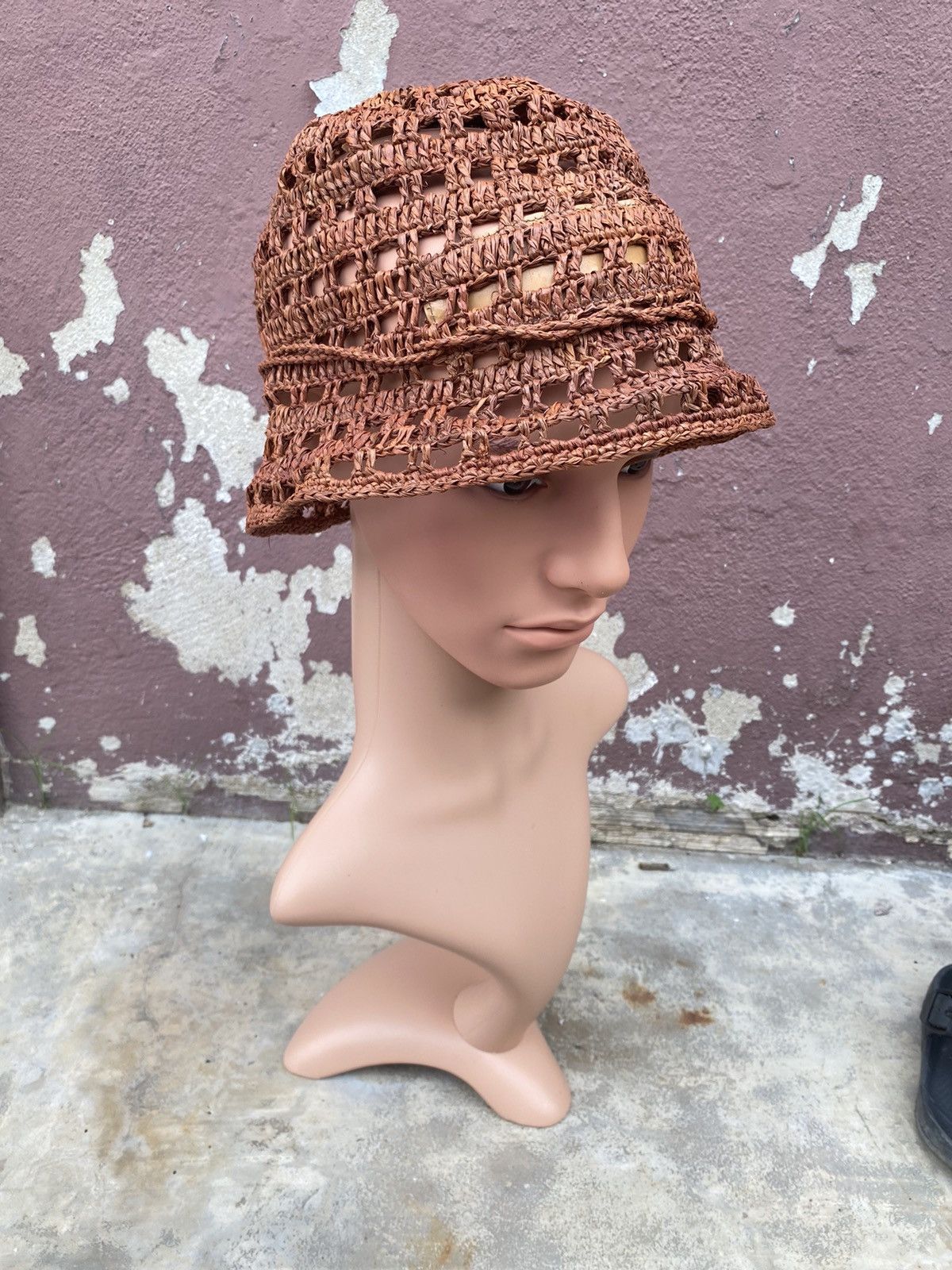 Designer San Arcidet Collection Paris Cuir & Raffia Hat Size ONE SIZE - 3 Thumbnail