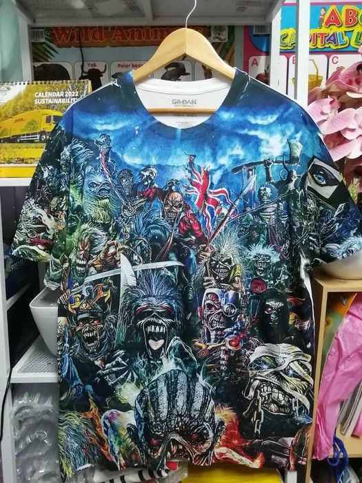 Band Tees × Vintage 🔥 BEST OFFER 🔥IRON MAIDEN OVERPRINT VERY RARE Size US XL / EU 56 / 4 - 1 Thumbnail