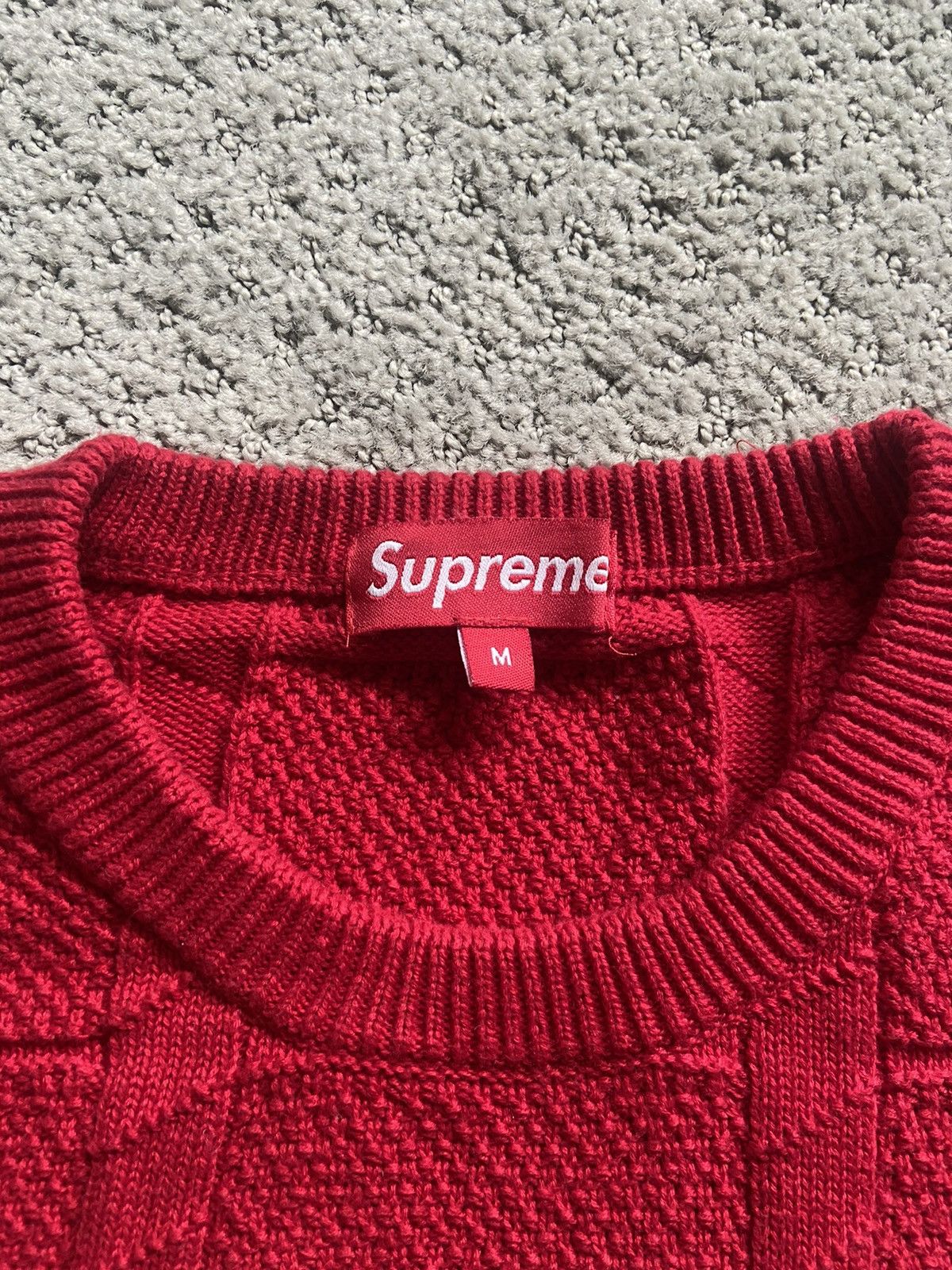 Supreme Supreme Red Rib Crewneck Knitwear Sweater Size US M / EU 48-50 / 2 - 2 Thumbnail