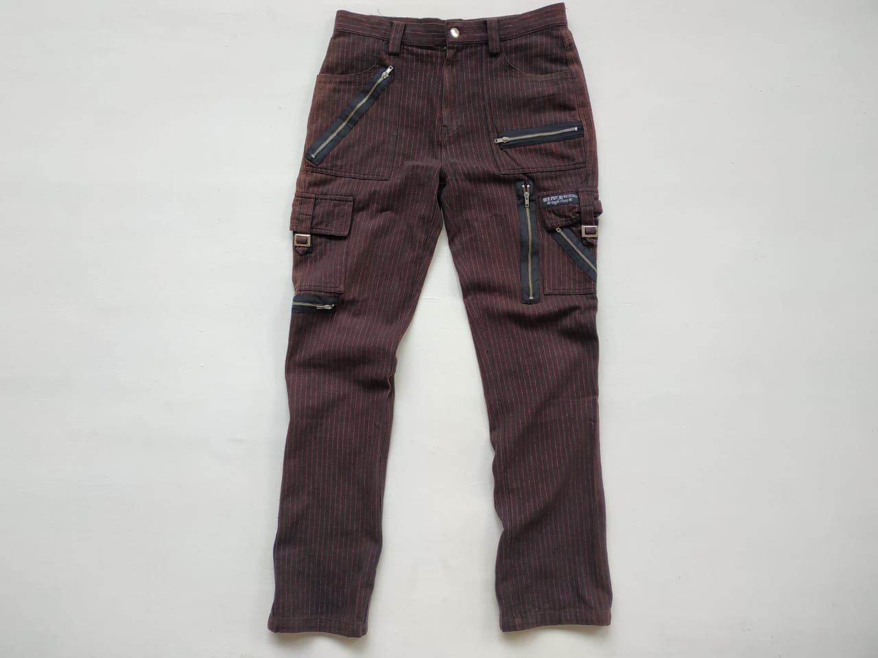 Japanese Brand Sexpot Revenge Red-shining Pinstripe Bondage Pants Size US 30 / EU 46 - 1 Thumbnail