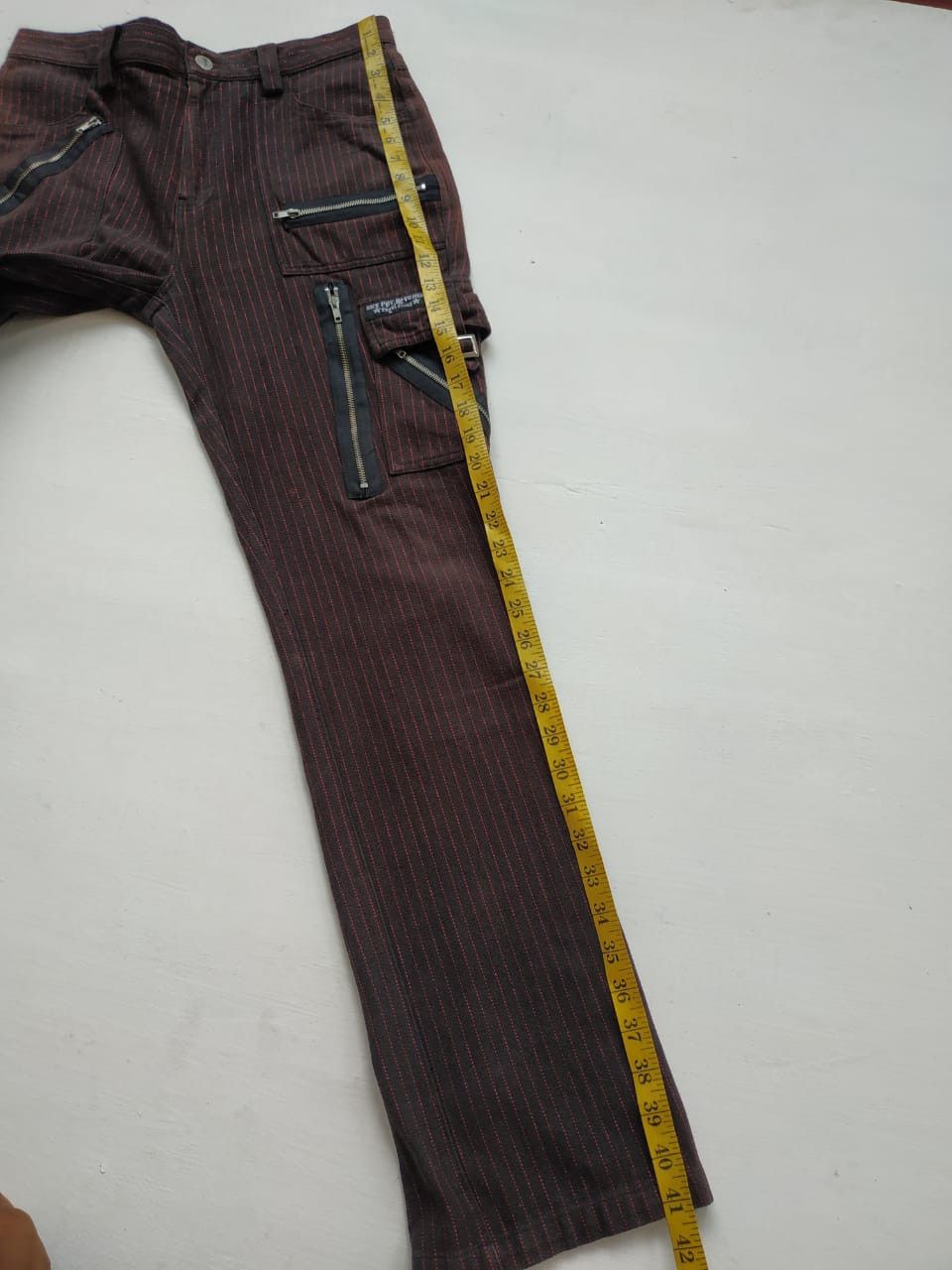 Japanese Brand Sexpot Revenge Red-shining Pinstripe Bondage Pants Size US 30 / EU 46 - 9 Thumbnail