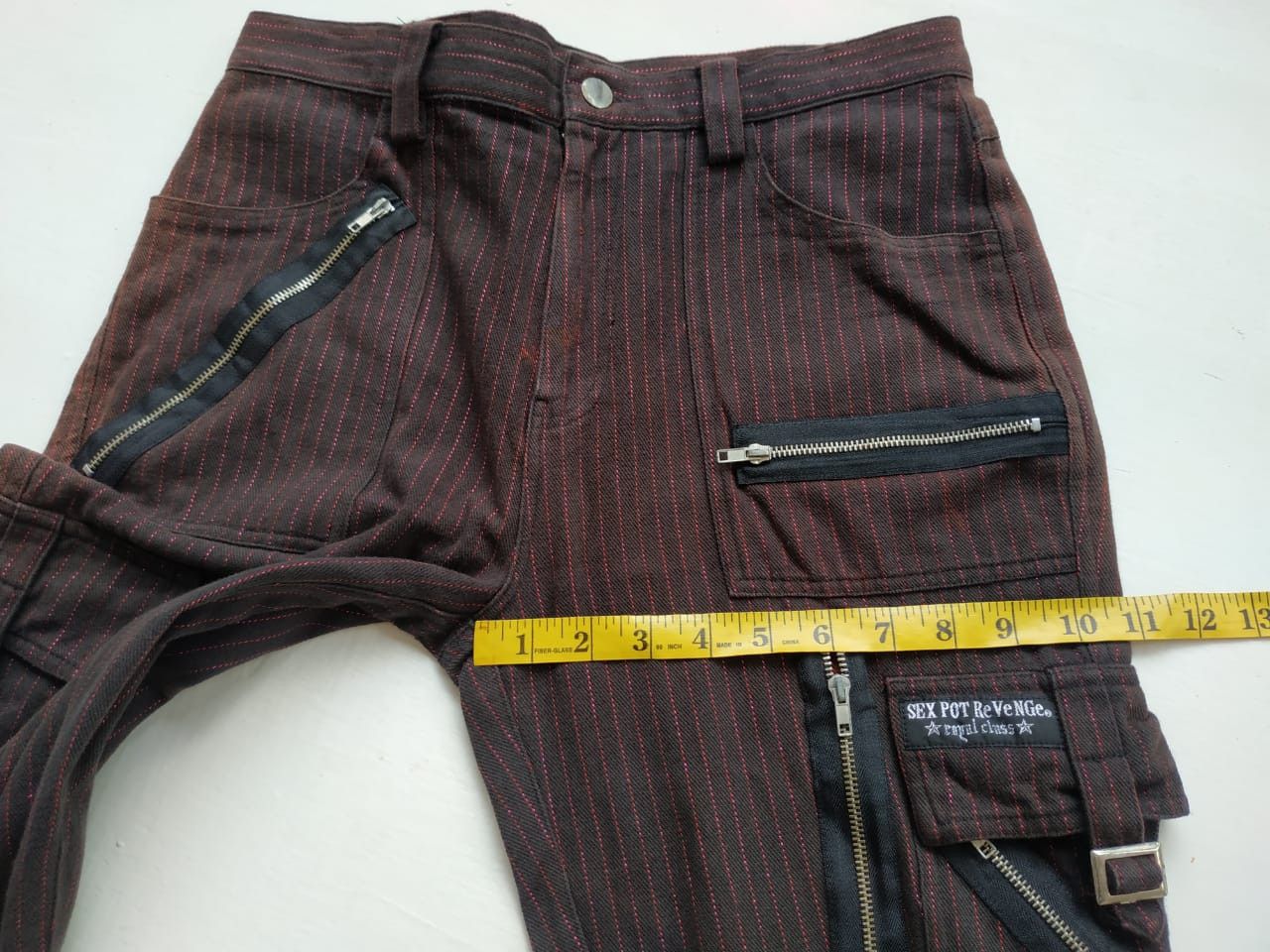Japanese Brand Sexpot Revenge Red-shining Pinstripe Bondage Pants Size US 30 / EU 46 - 12 Thumbnail