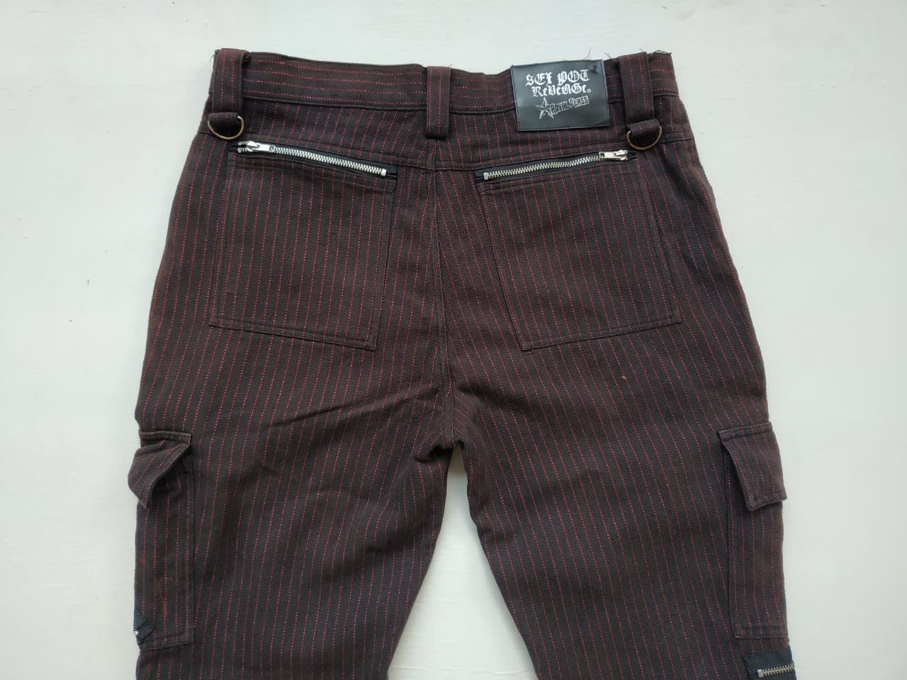 Japanese Brand Sexpot Revenge Red-shining Pinstripe Bondage Pants Size US 30 / EU 46 - 2 Thumbnail