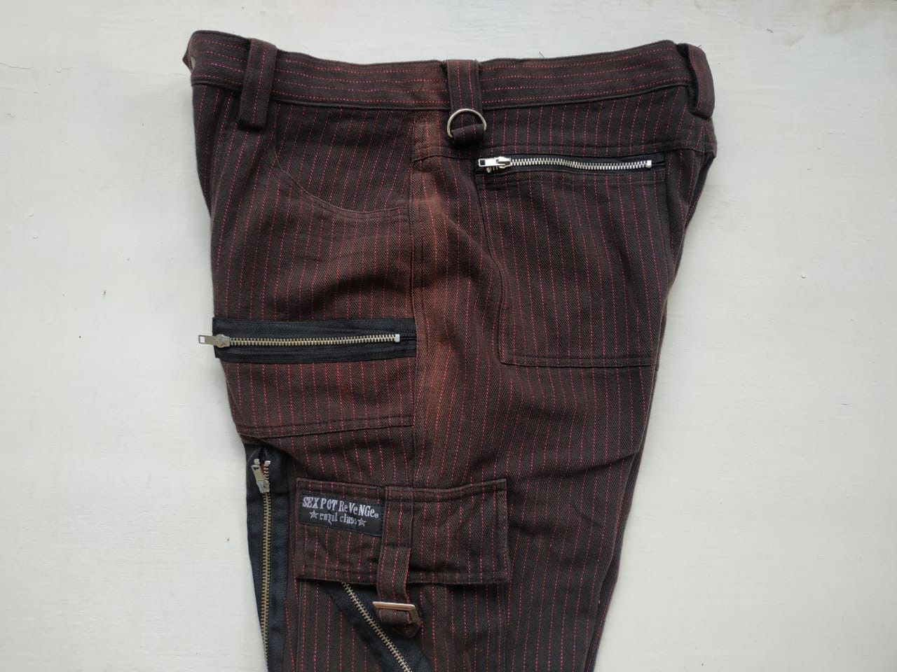 Japanese Brand Sexpot Revenge Red-shining Pinstripe Bondage Pants Size US 30 / EU 46 - 25 Thumbnail