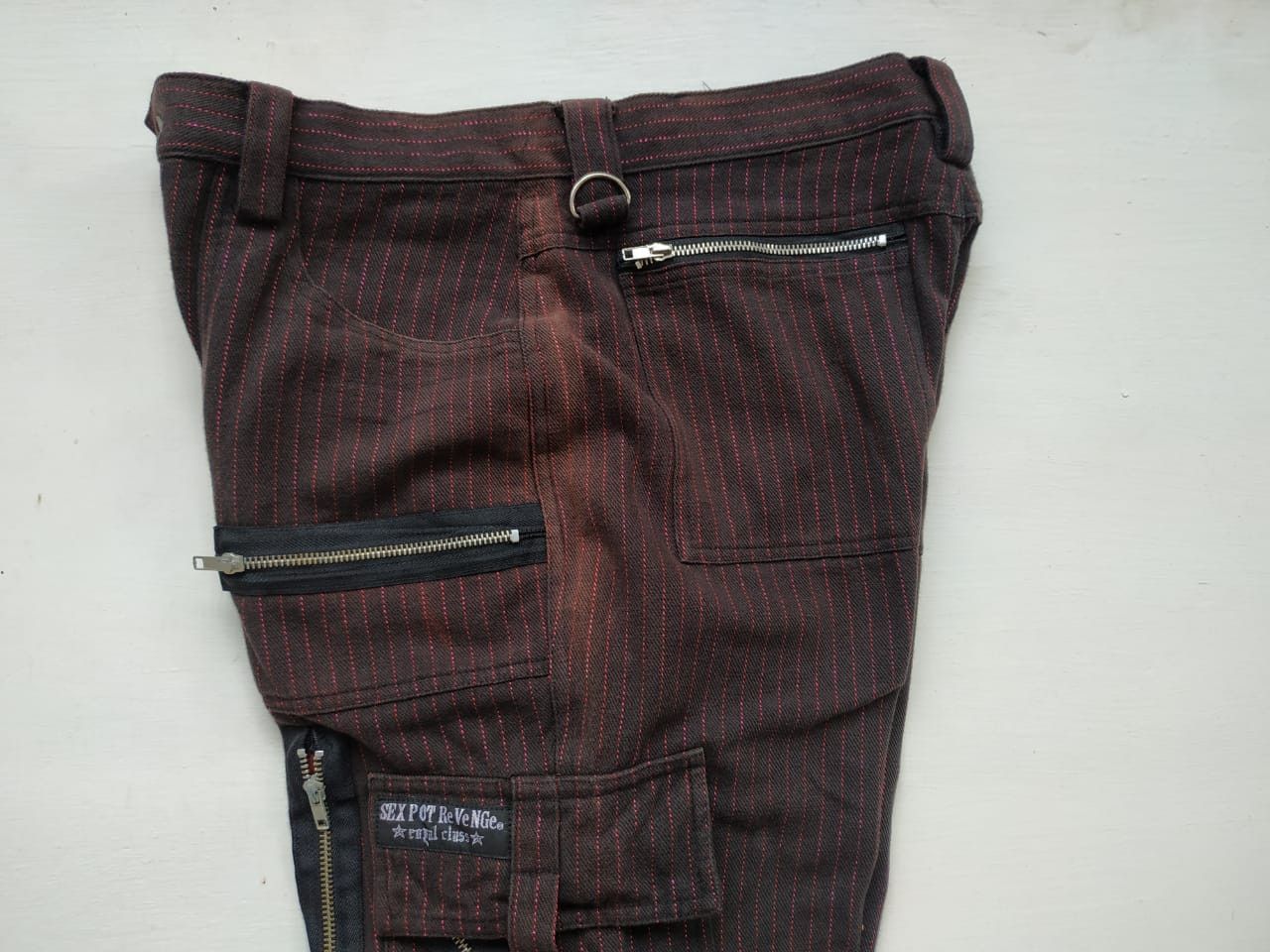 Japanese Brand Sexpot Revenge Red-shining Pinstripe Bondage Pants Size US 30 / EU 46 - 21 Thumbnail