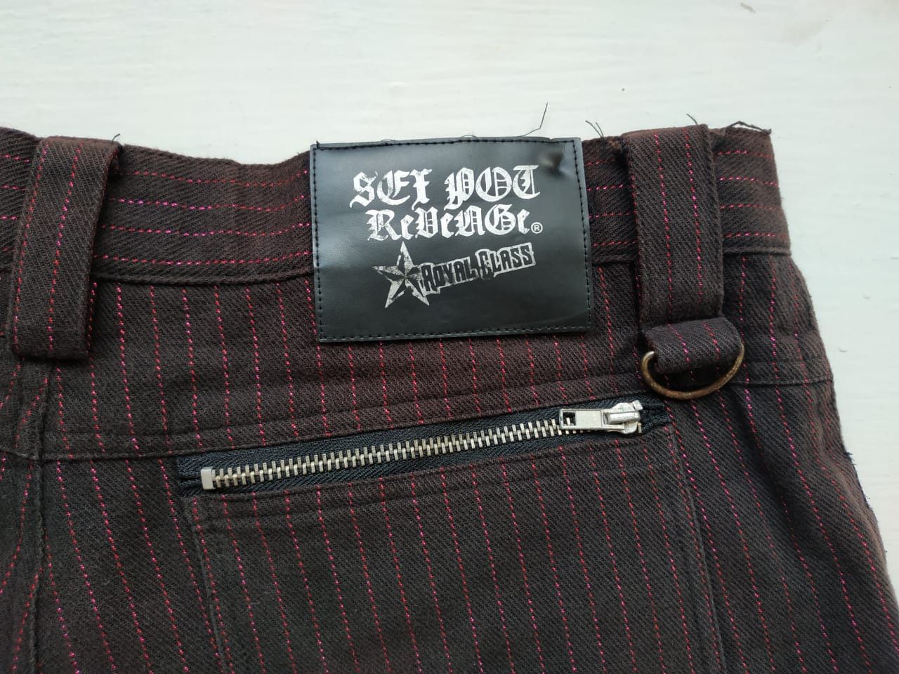 Japanese Brand Sexpot Revenge Red-shining Pinstripe Bondage Pants Size US 30 / EU 46 - 3 Thumbnail