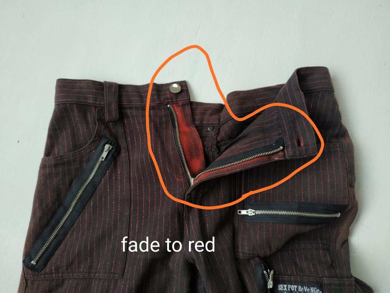 Japanese Brand Sexpot Revenge Red-shining Pinstripe Bondage Pants Size US 30 / EU 46 - 17 Thumbnail
