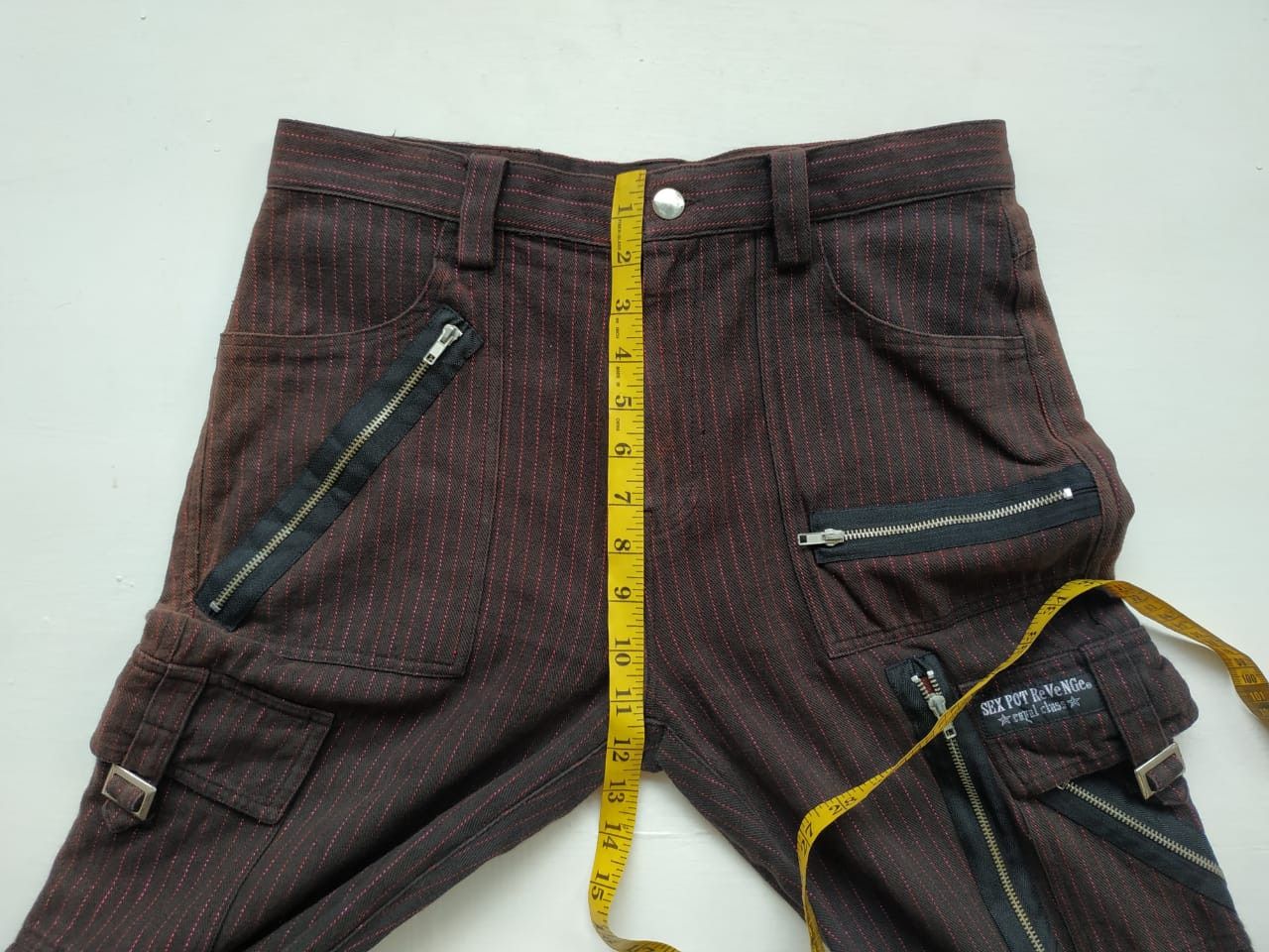 Japanese Brand Sexpot Revenge Red-shining Pinstripe Bondage Pants Size US 30 / EU 46 - 18 Thumbnail