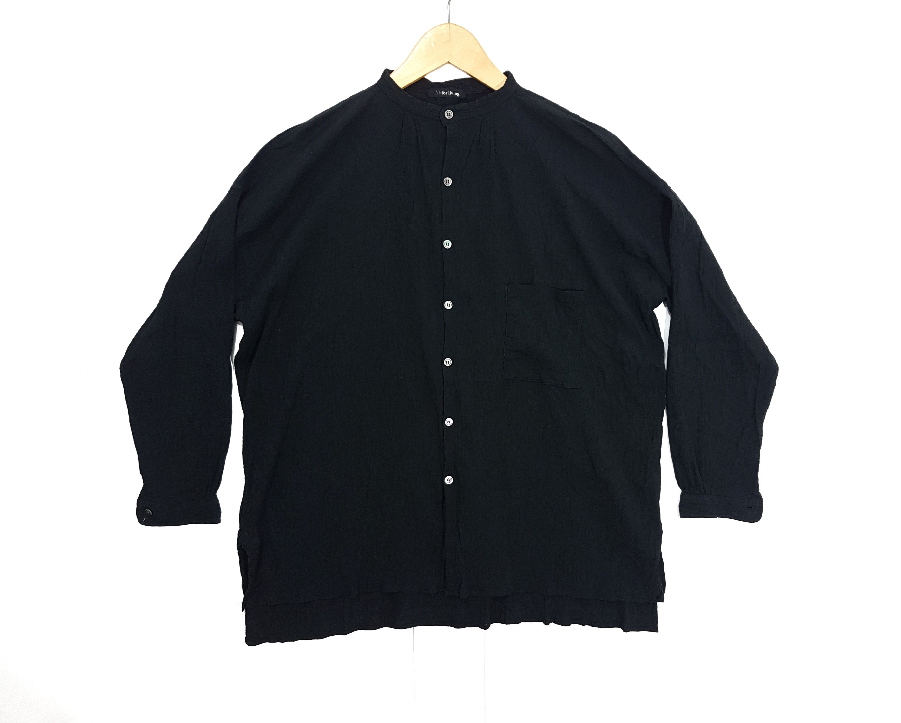 image of Fit S To M, Yohji Yamamoto Pleat Shirt in Black, Men's (Size Medium)