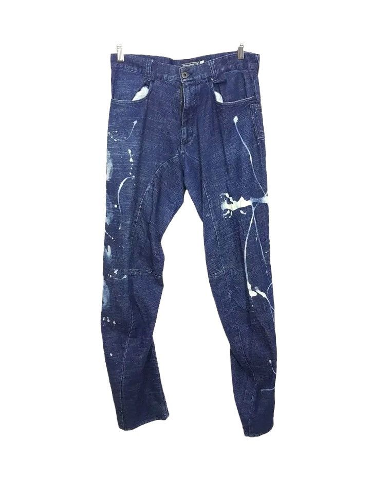 Designer × Japanese Brand 291295 = Homme Side Spellout Paint Engineered Curved Pant Size US 31 - 3 Thumbnail