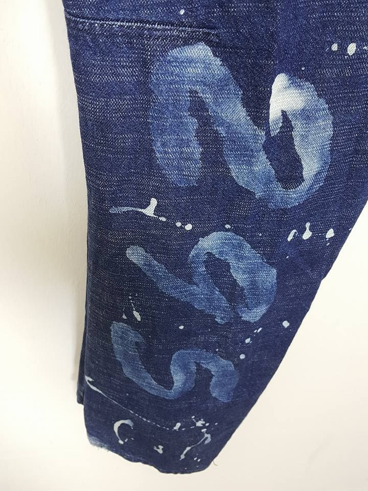 Designer × Japanese Brand 291295 = Homme Side Spellout Paint Engineered Curved Pant Size US 31 - 9 Thumbnail