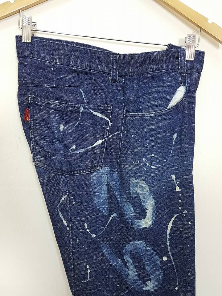 Designer × Japanese Brand 291295 = Homme Side Spellout Paint Engineered Curved Pant Size US 31 - 5 Thumbnail