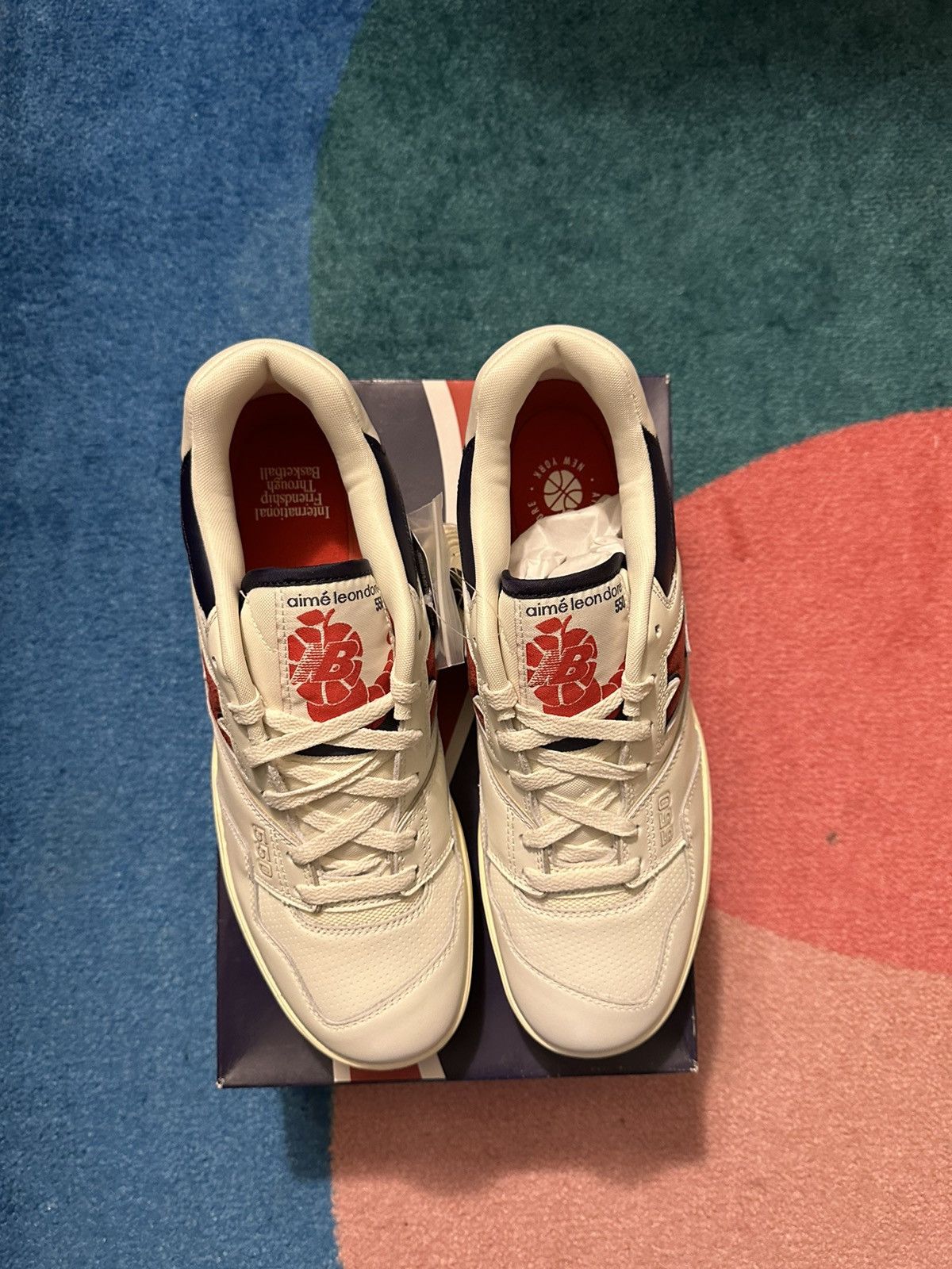 Aime Leon Dore × New Balance Aime Leon Dore New Balance 550 White Navy Red Size US 11.5 / EU 44-45 - 2 Thumbnail