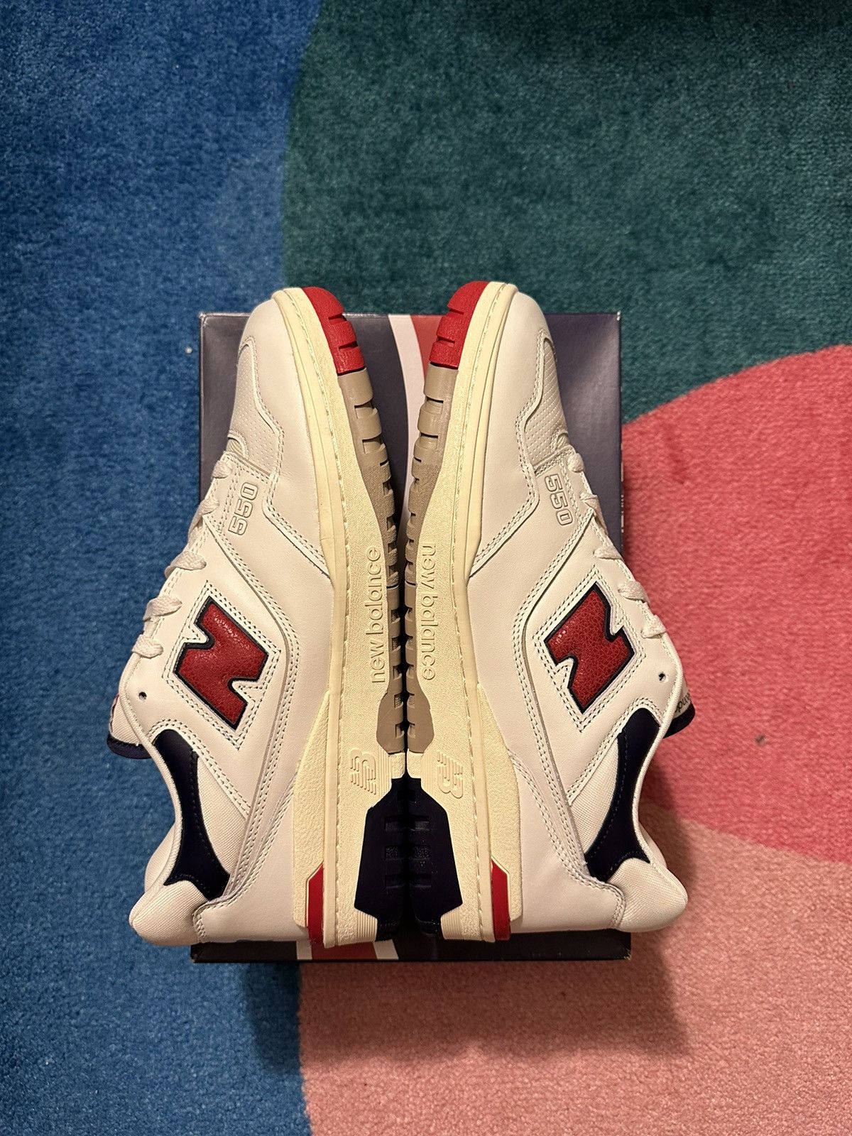 Aime Leon Dore × New Balance Aime Leon Dore New Balance 550 White Navy Red Size US 11.5 / EU 44-45 - 4 Thumbnail