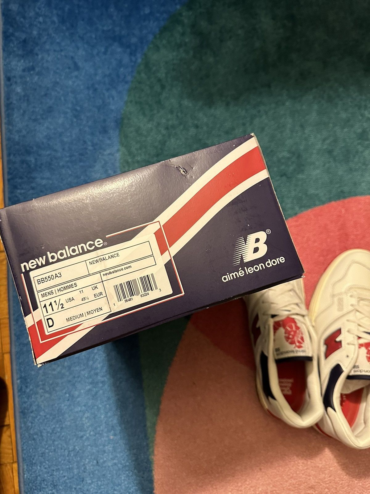 Aime Leon Dore × New Balance Aime Leon Dore New Balance 550 White Navy Red Size US 11.5 / EU 44-45 - 7 Thumbnail