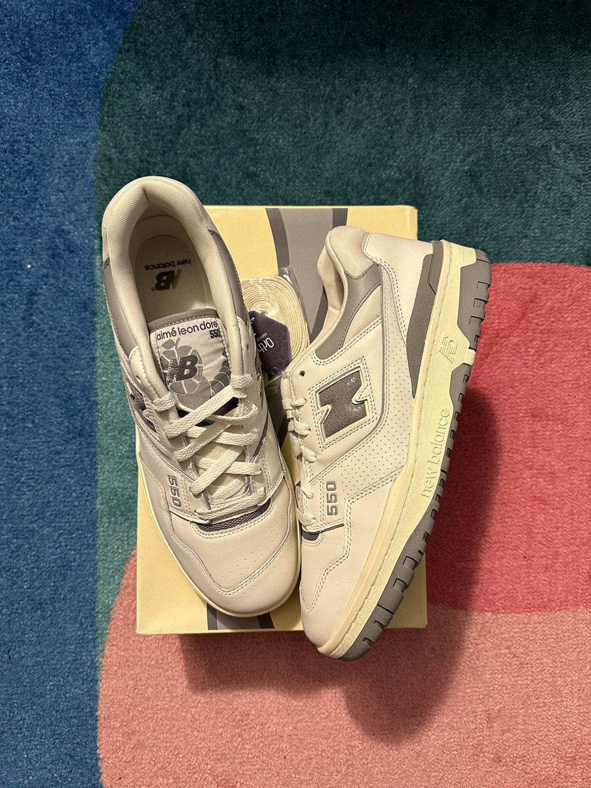 Aime Leon Dore × New Balance Aime Leon Dore New Balance 550 White Grey Size US 11.5 / EU 44-45 - 1 Thumbnail