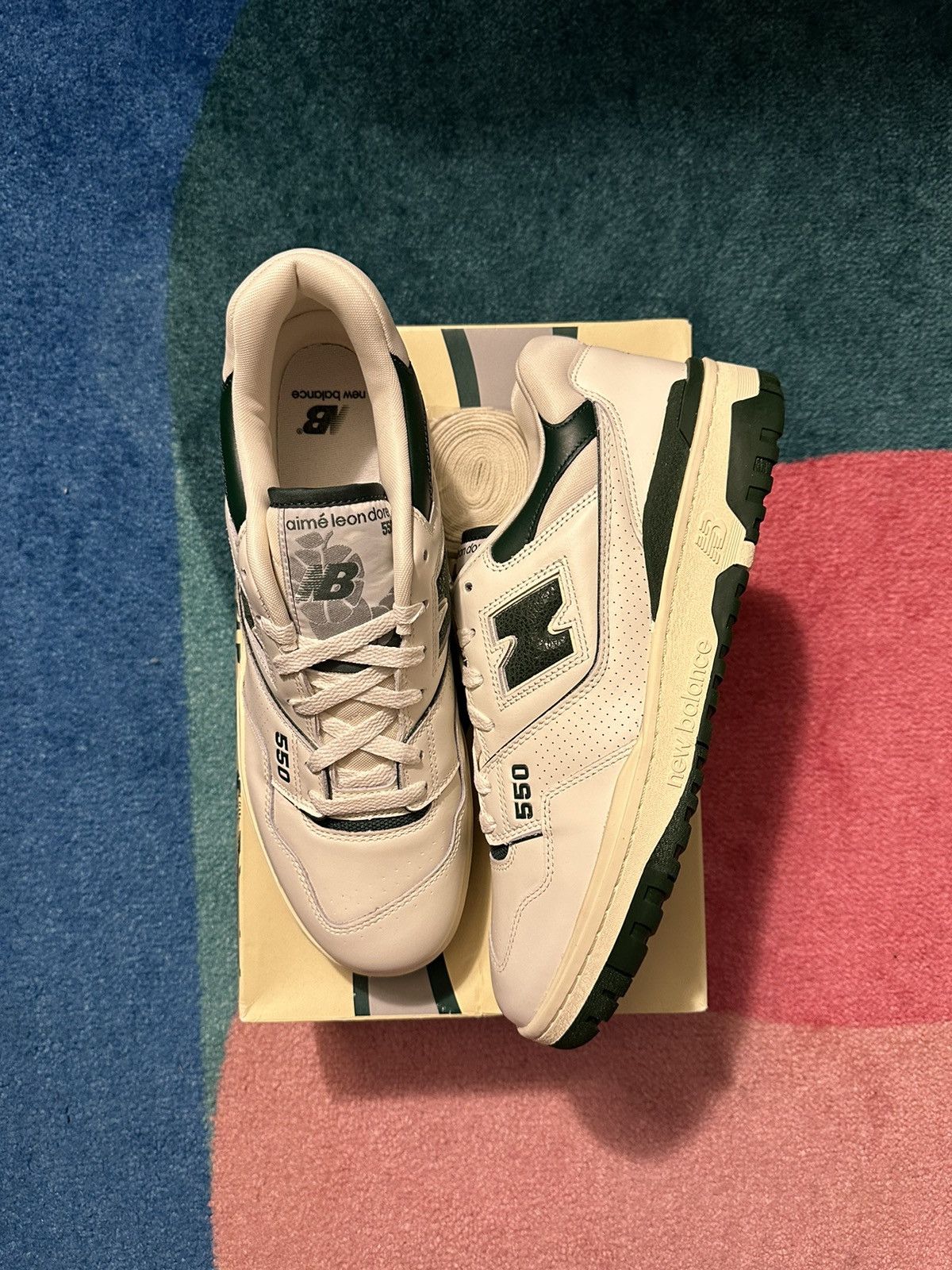 Aime Leon Dore × New Balance Aime Leon Dore New Balance 550 White Green Size US 11.5 / EU 44-45 - 1 Thumbnail