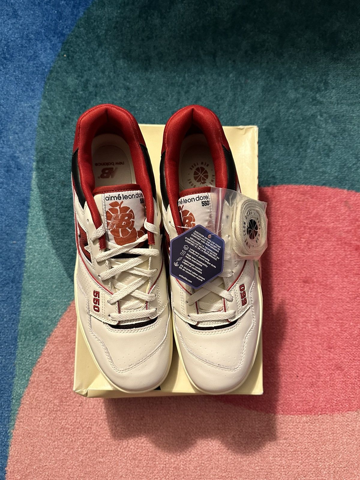 Aime Leon Dore × New Balance Aime Leon Dore New Balance 550 White Red Size US 11.5 / EU 44-45 - 2 Thumbnail