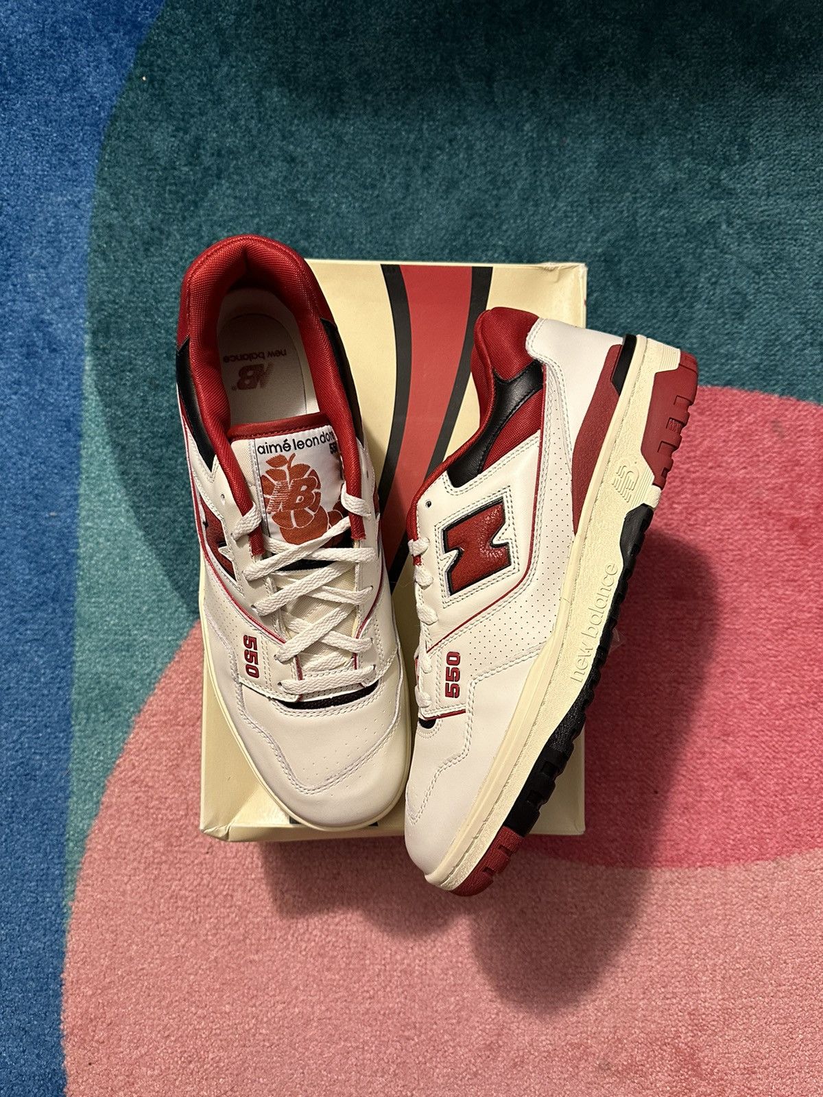 Aime Leon Dore × New Balance Aime Leon Dore New Balance 550 White Red Size US 11.5 / EU 44-45 - 1 Thumbnail