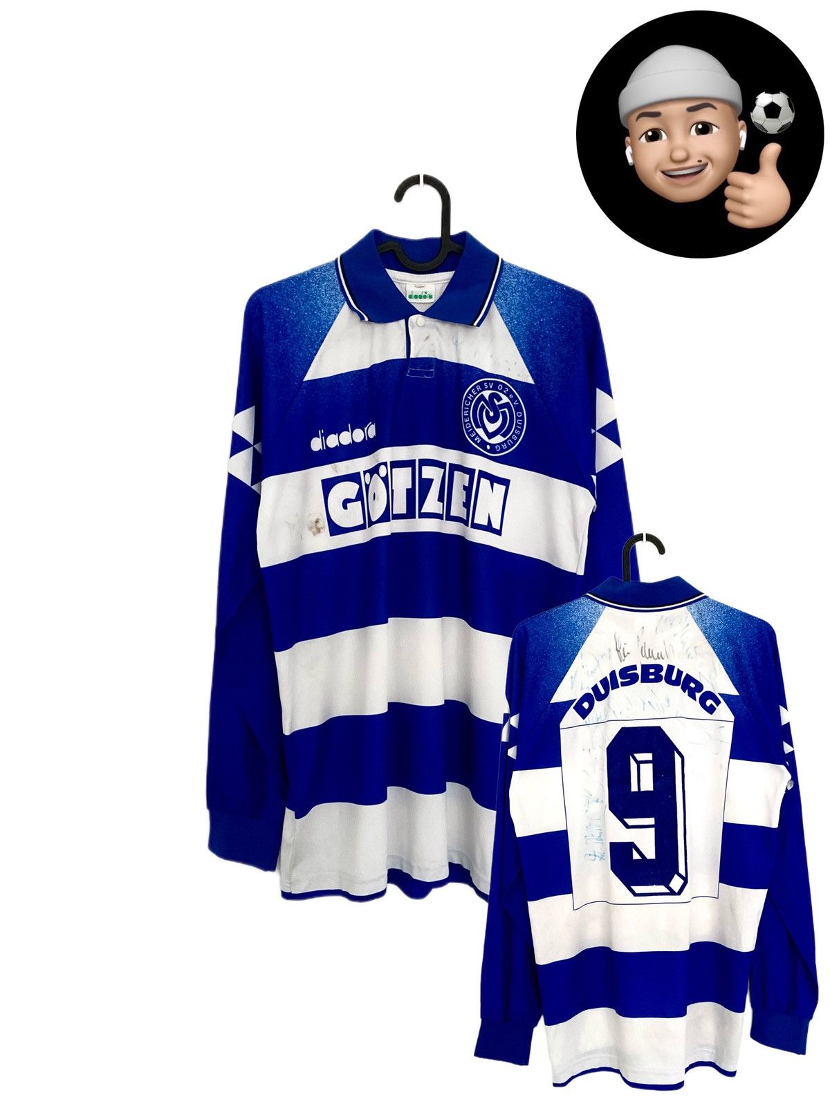 image of 1994 1996 Msv Duisburg Diadora Vintage Soccer Jersey in Blue, Men's (Size Small)