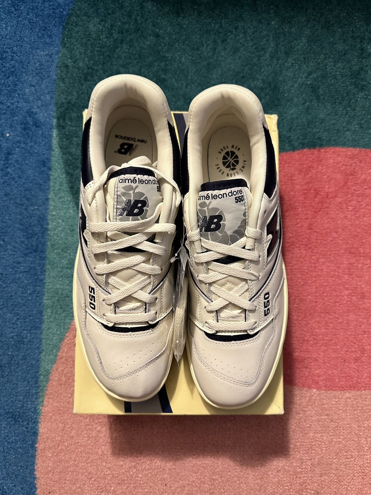 Aime Leon Dore × New Balance Aime Leon Dore New Balance 550 White Navy Size US 11.5 / EU 44-45 - 2 Thumbnail