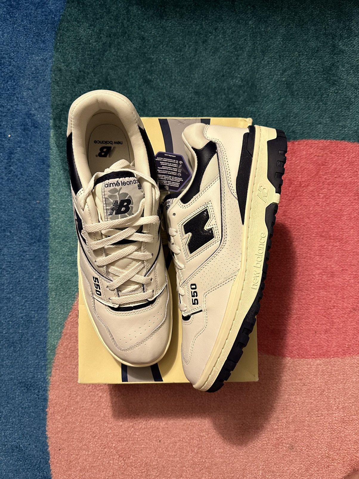Aime Leon Dore × New Balance Aime Leon Dore New Balance 550 White Navy Size US 11.5 / EU 44-45 - 1 Thumbnail