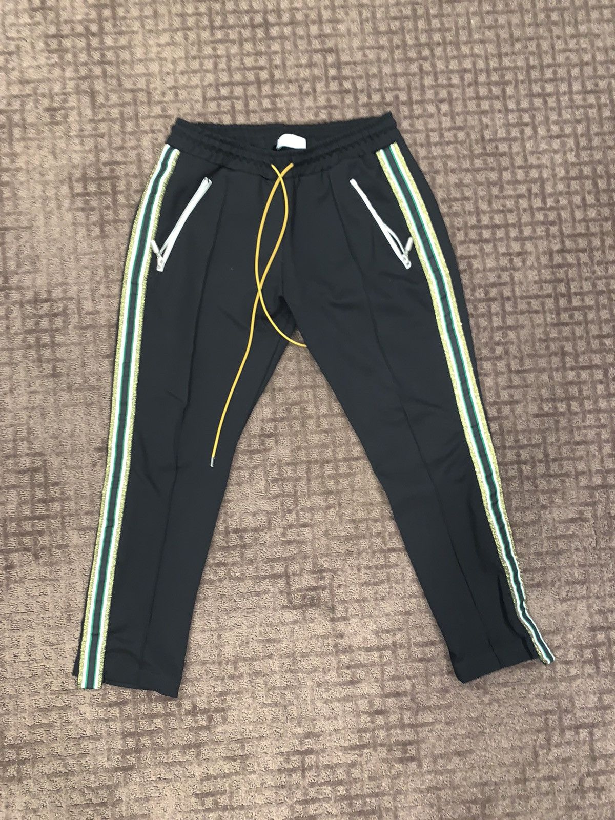 Rhude Rhude black tuxedo pants green stripe Size US 33 - 2 Thumbnail