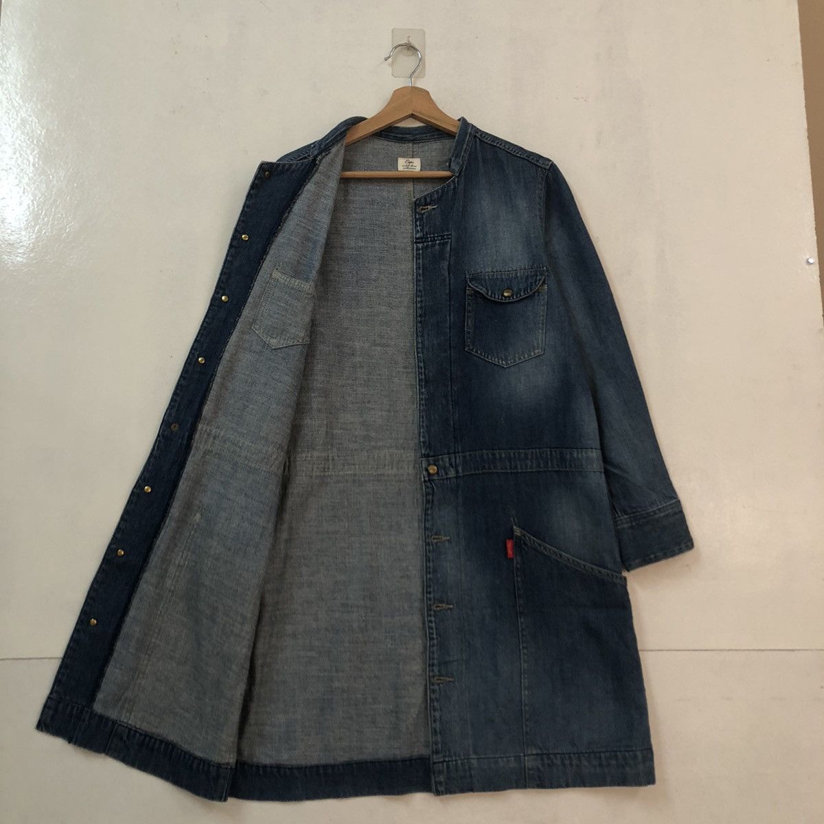 Japanese Brand VINTAGE DENIM LONG JACKET CEPO JAPAN ISSEY MIYAKE STYLE Size US L / EU 52-54 / 3 - 7 Thumbnail
