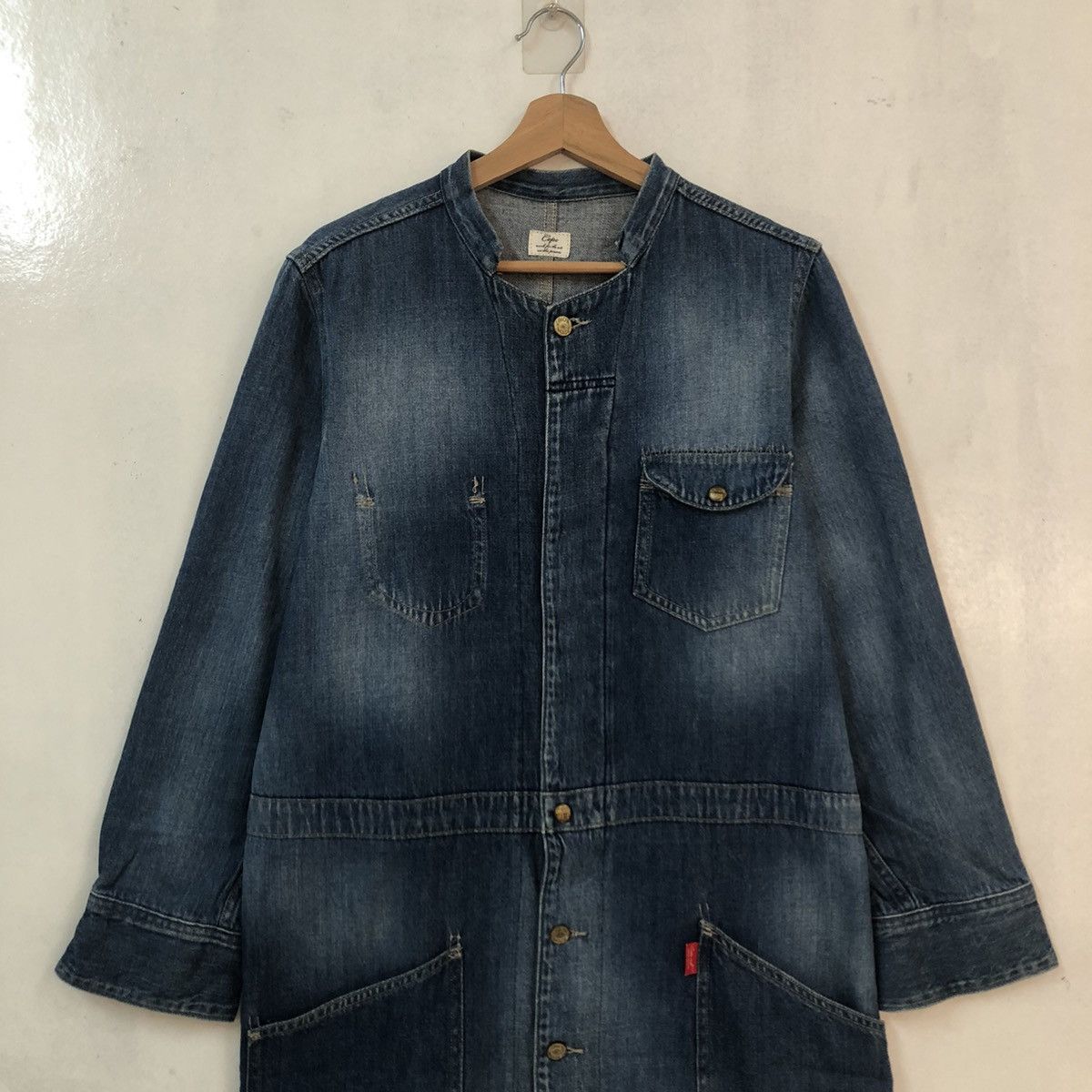 Japanese Brand VINTAGE DENIM LONG JACKET CEPO JAPAN ISSEY MIYAKE STYLE Size US L / EU 52-54 / 3 - 2 Thumbnail