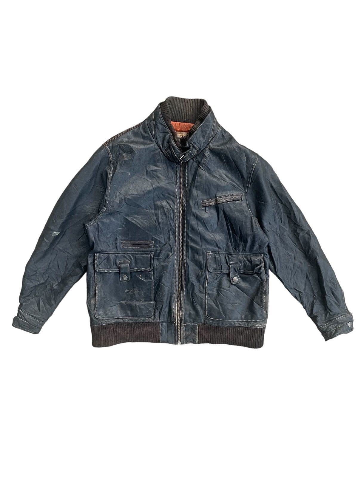 Vintage Japanese Vintage Semi Leather Bomber Style Biker Jacket Size US M / EU 48-50 / 2 - 1 Thumbnail