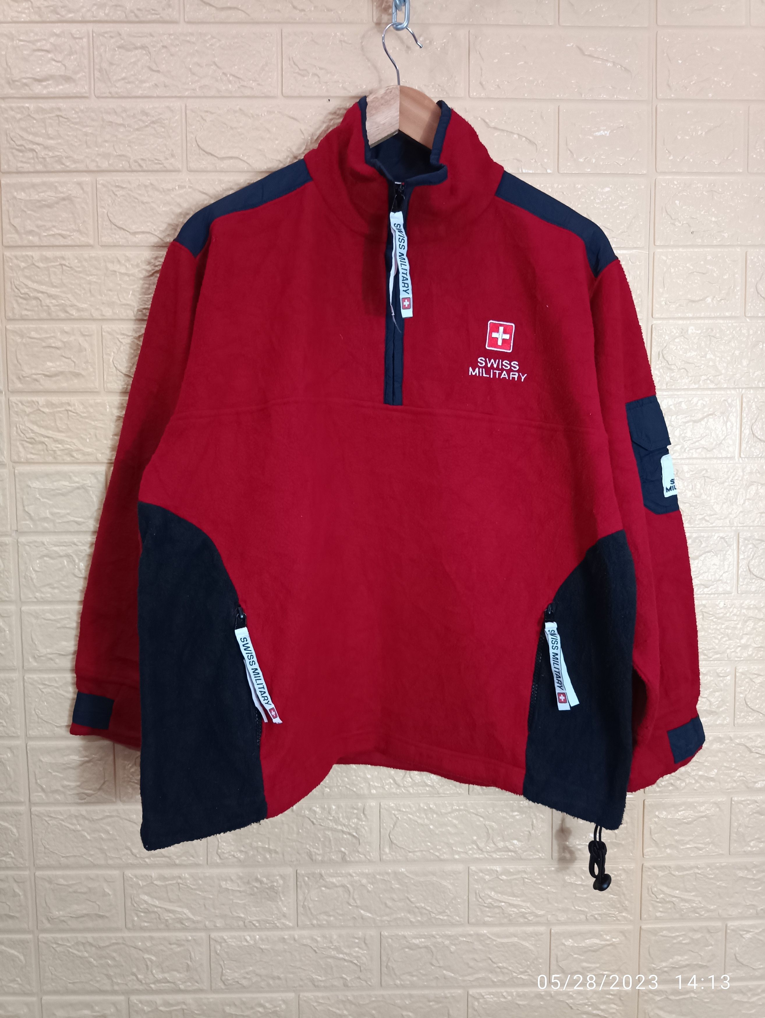 image of K Swiss x Military Swiss Military Sweatshirt in Red/Black, Men's (Size XS)