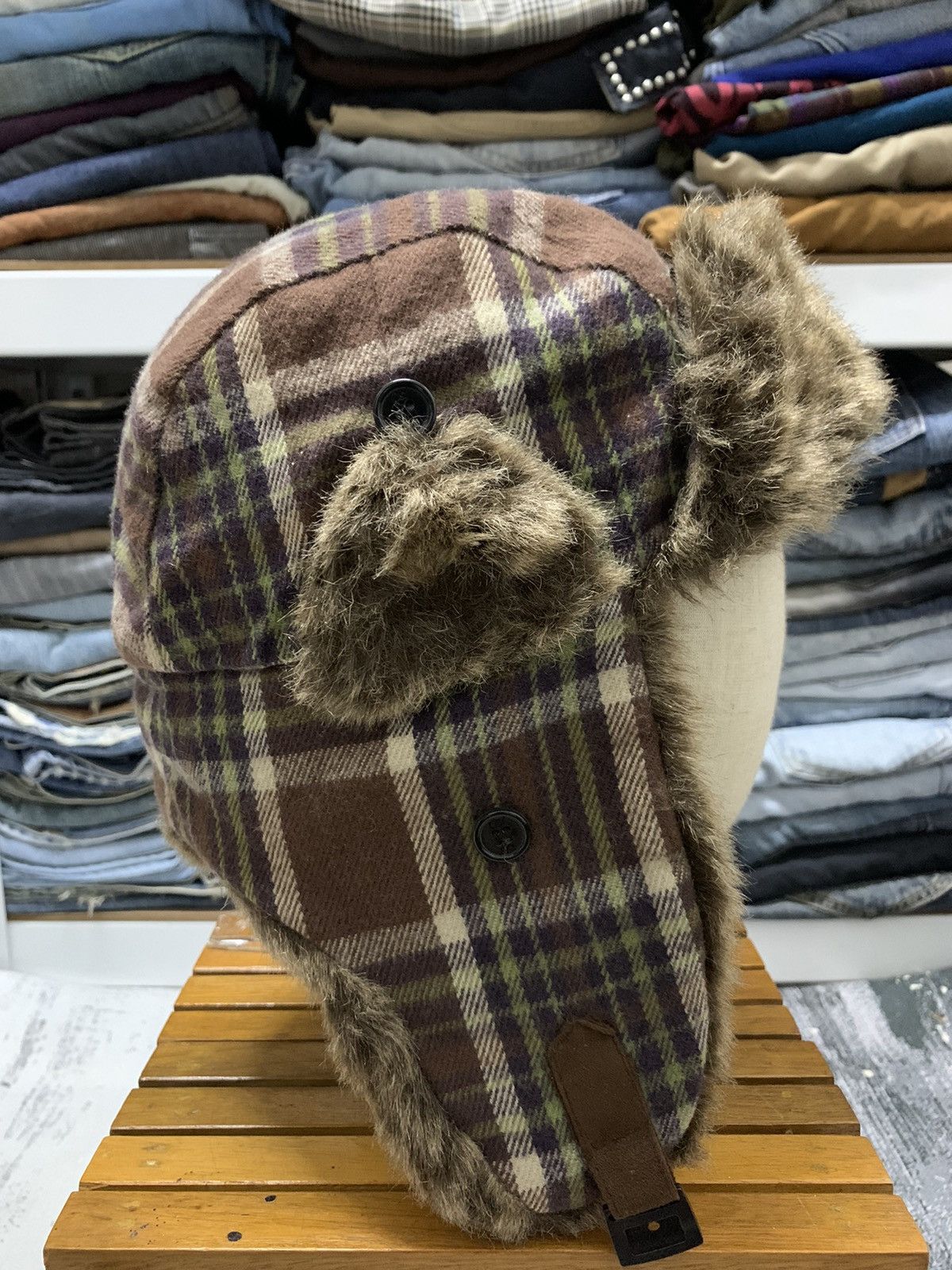 If Six Was Nine D&Y Faux Fur Flannel Ifsixwasnine Style Trapper Hat Size ONE SIZE - 4 Thumbnail