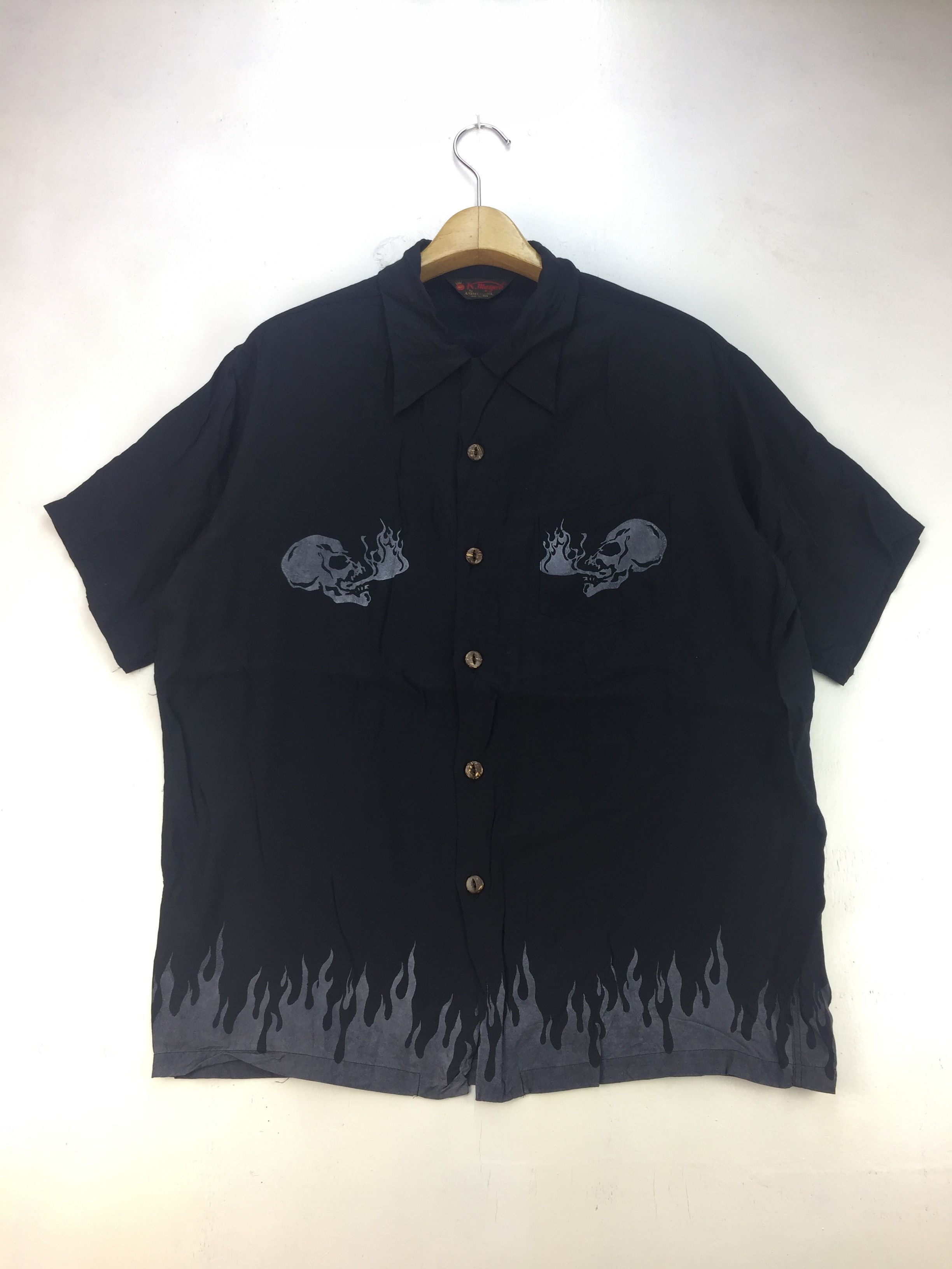 Japanese Brand VINTAGE K MAYER SKULL DESIGN HAWAIIAN RAYON SHIRT Size US L / EU 52-54 / 3 - 2 Thumbnail